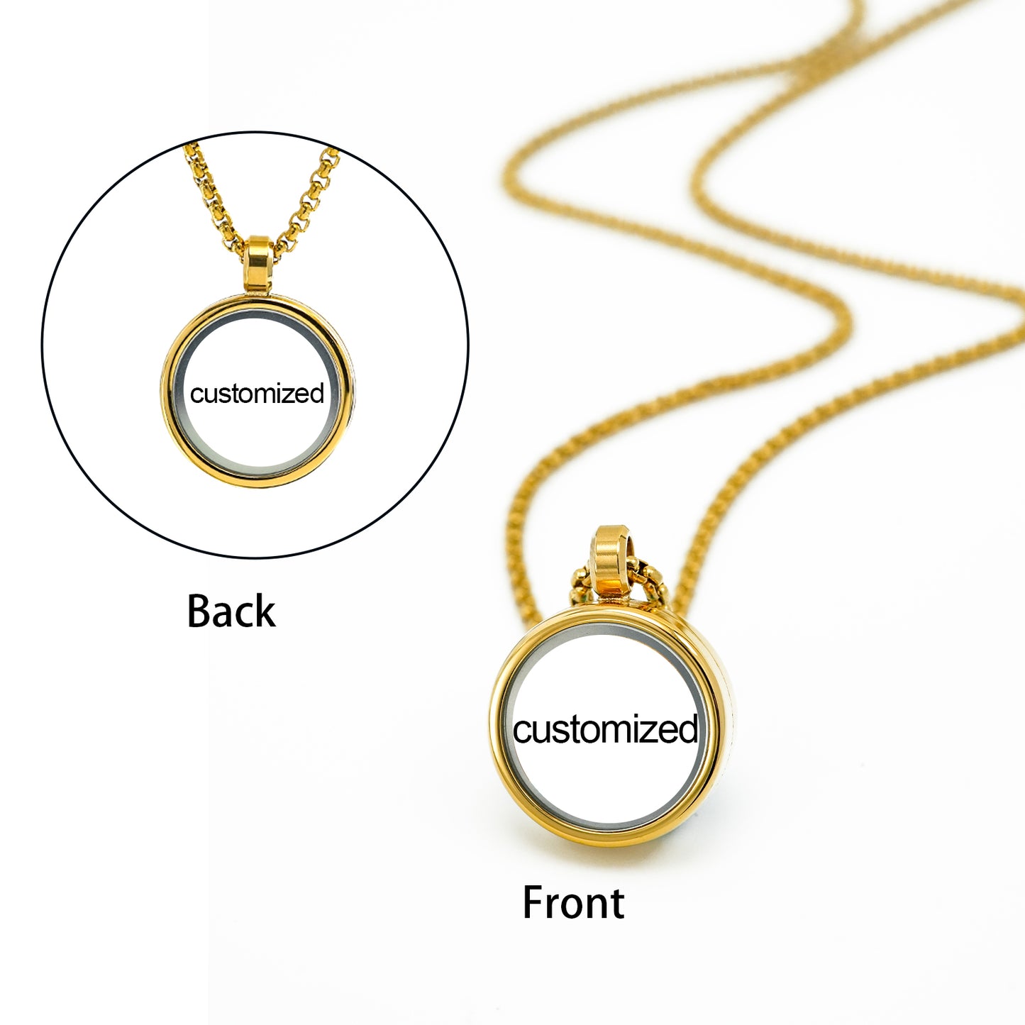 GIVELUCK Stainless steel Gawu box circular gold-plated 1.5cm - customized