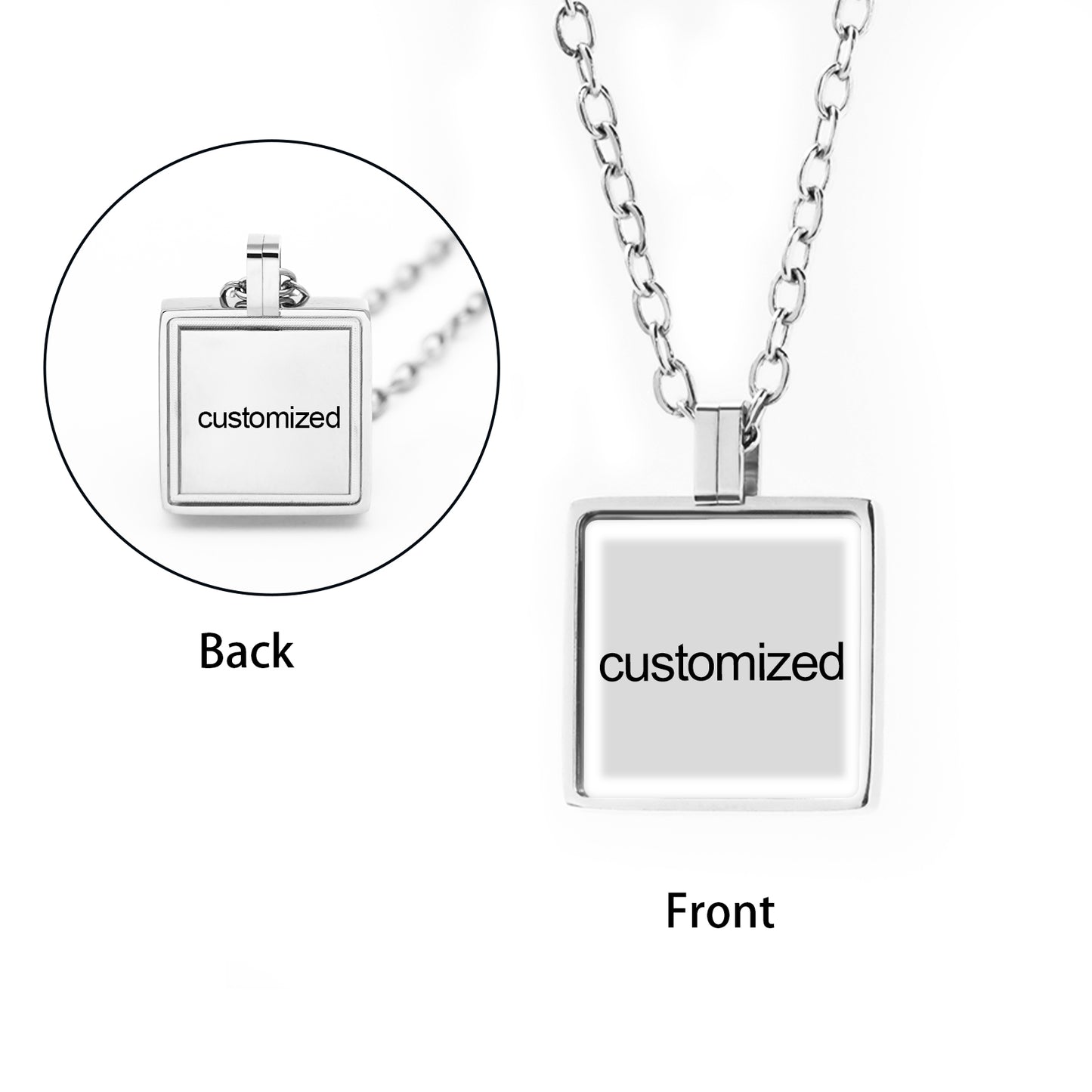 GIVELUCK Stainless steel mini square 12 * 12mm rigid color pendant (customized with chain)