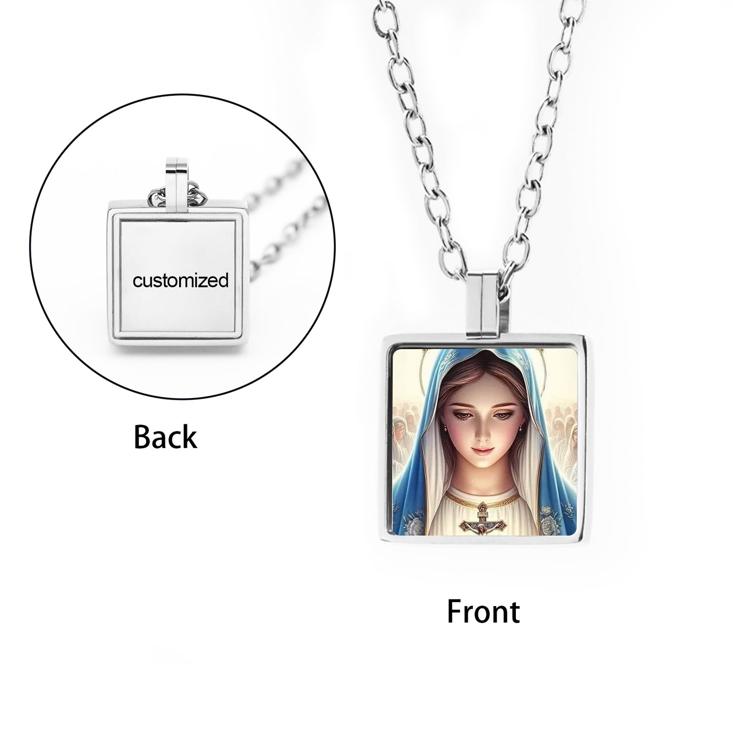 GIVELUCK Stainless steel mini square 12 * 12mm rigid color pendant (customized with chain)