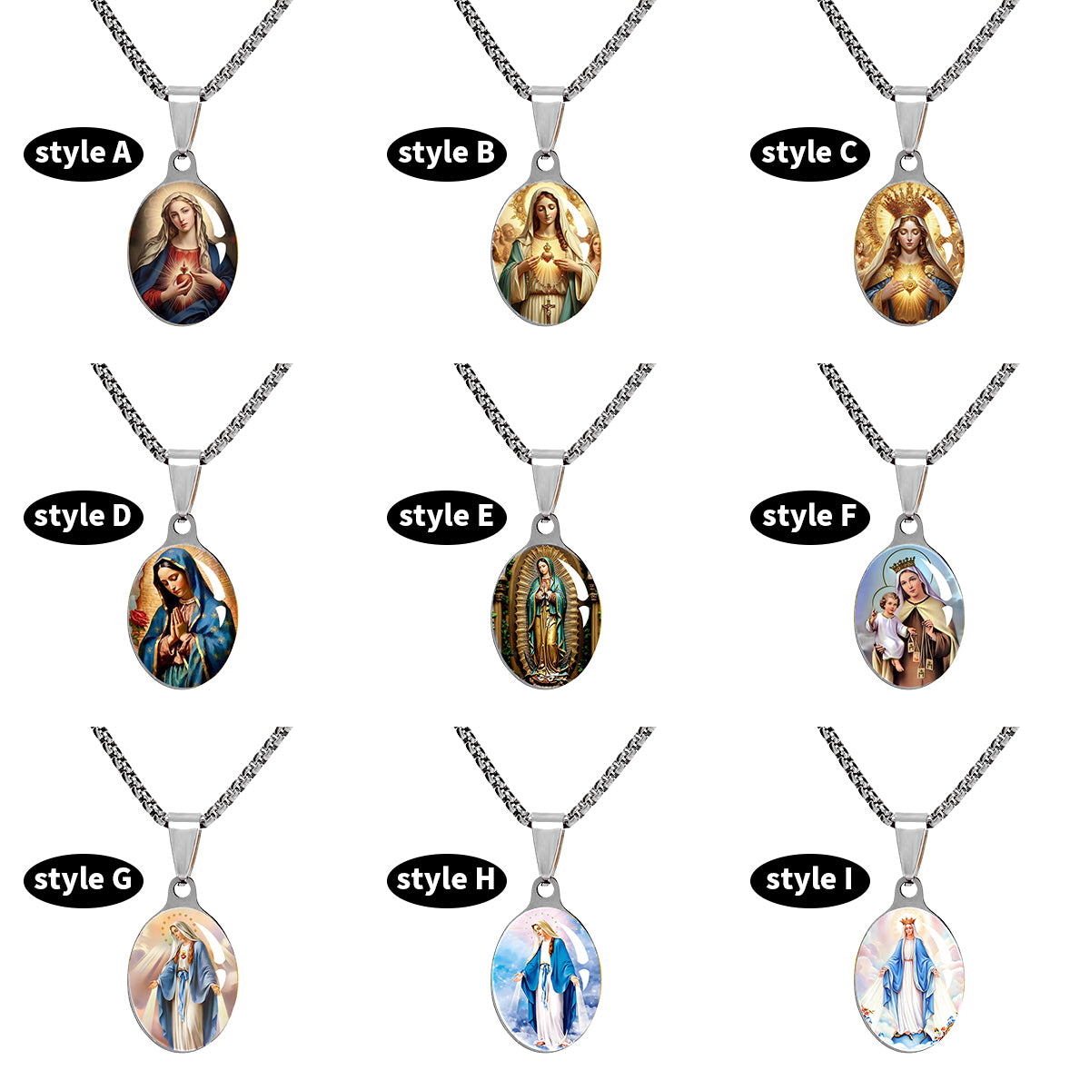 GIVE LUCK stainless steel plate painted oval 22 * 35 * 1.5mm steel color pendant - customized (including chain)