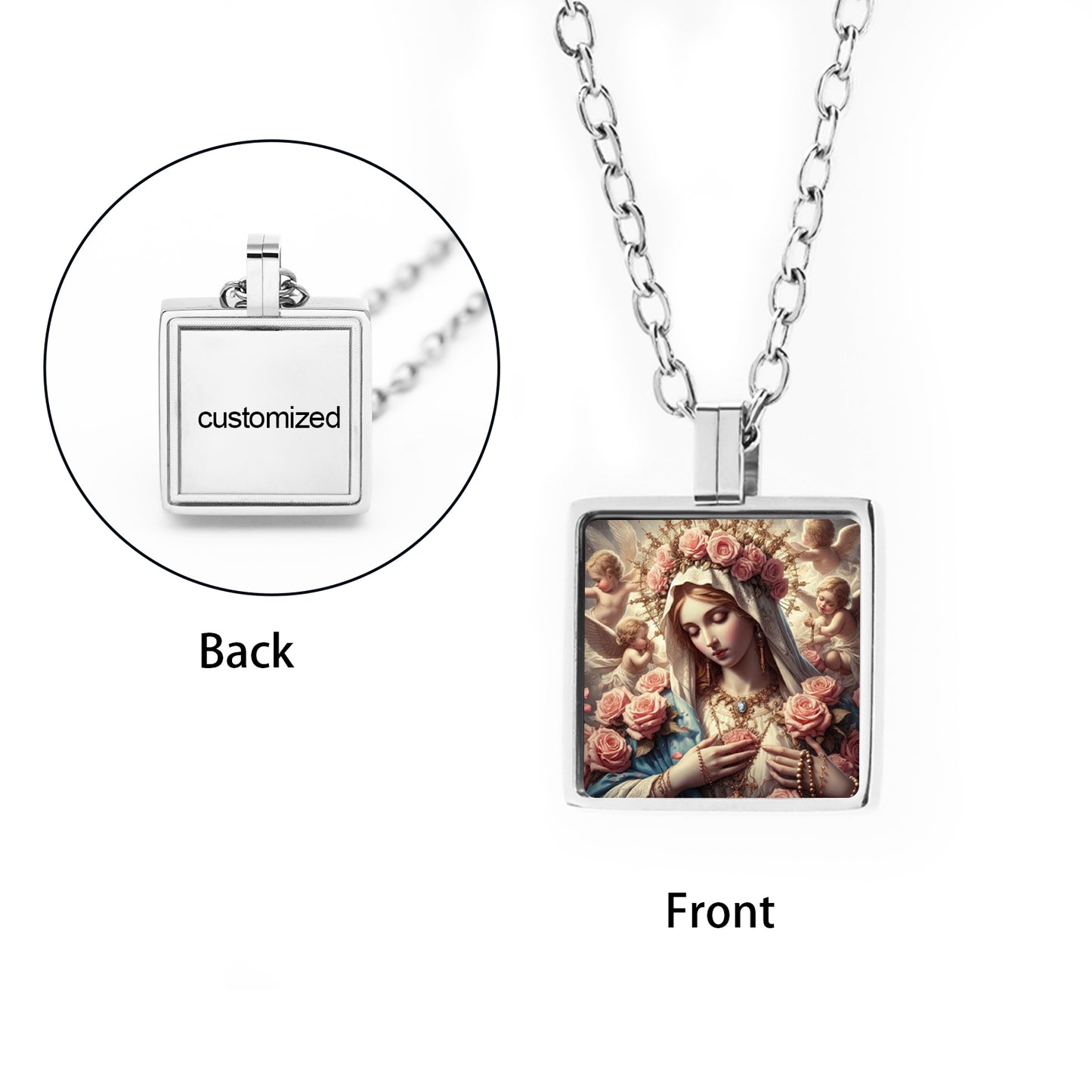 GIVELUCK Stainless steel mini square 12 * 12mm rigid color pendant (customized with chain)