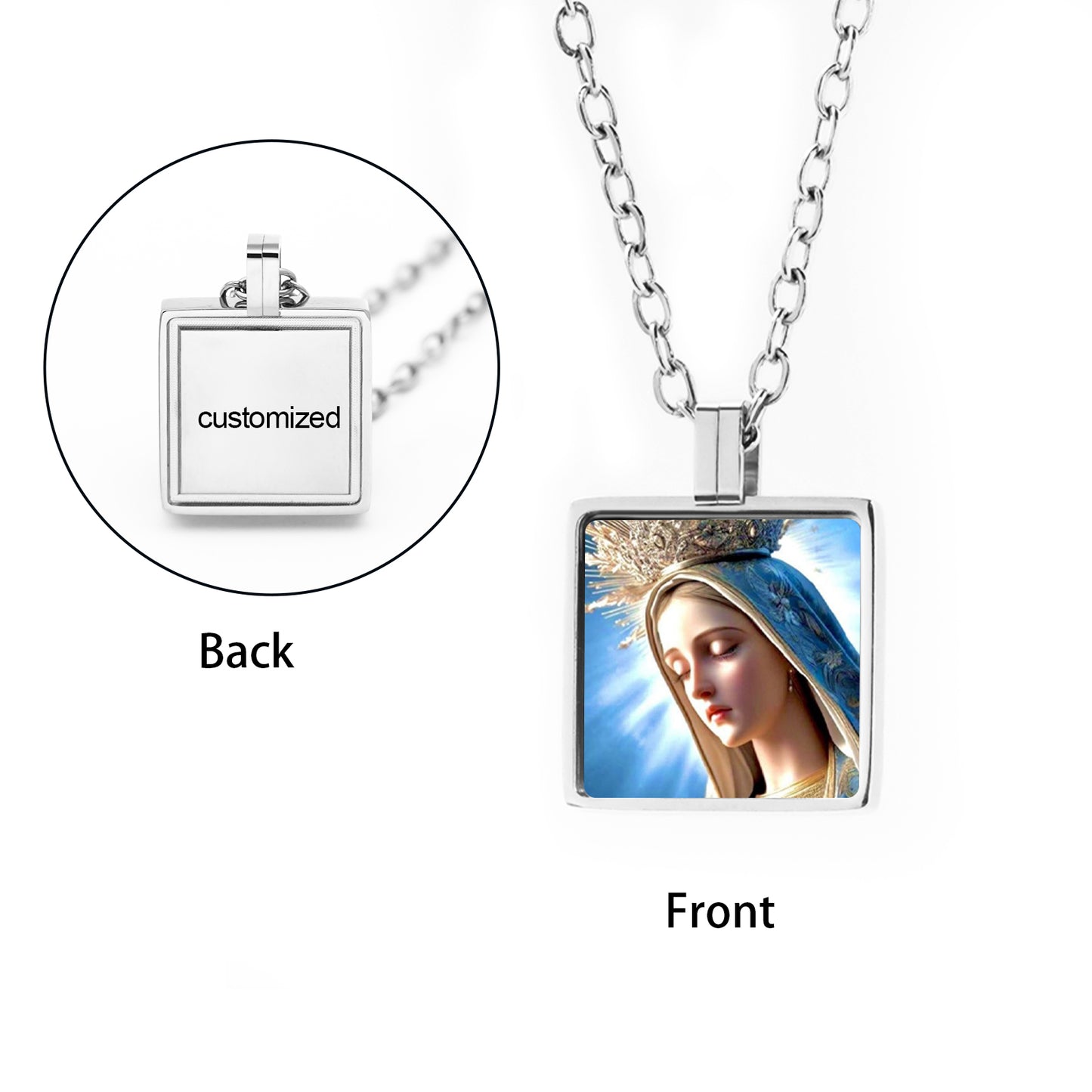 GIVELUCK Stainless steel mini square 12 * 12mm rigid color pendant (customized with chain)
