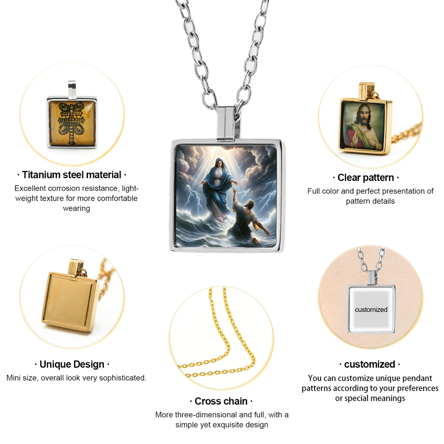 GIVELUCK Stainless steel mini square 12 * 12mm rigid color pendant (customized with chain)