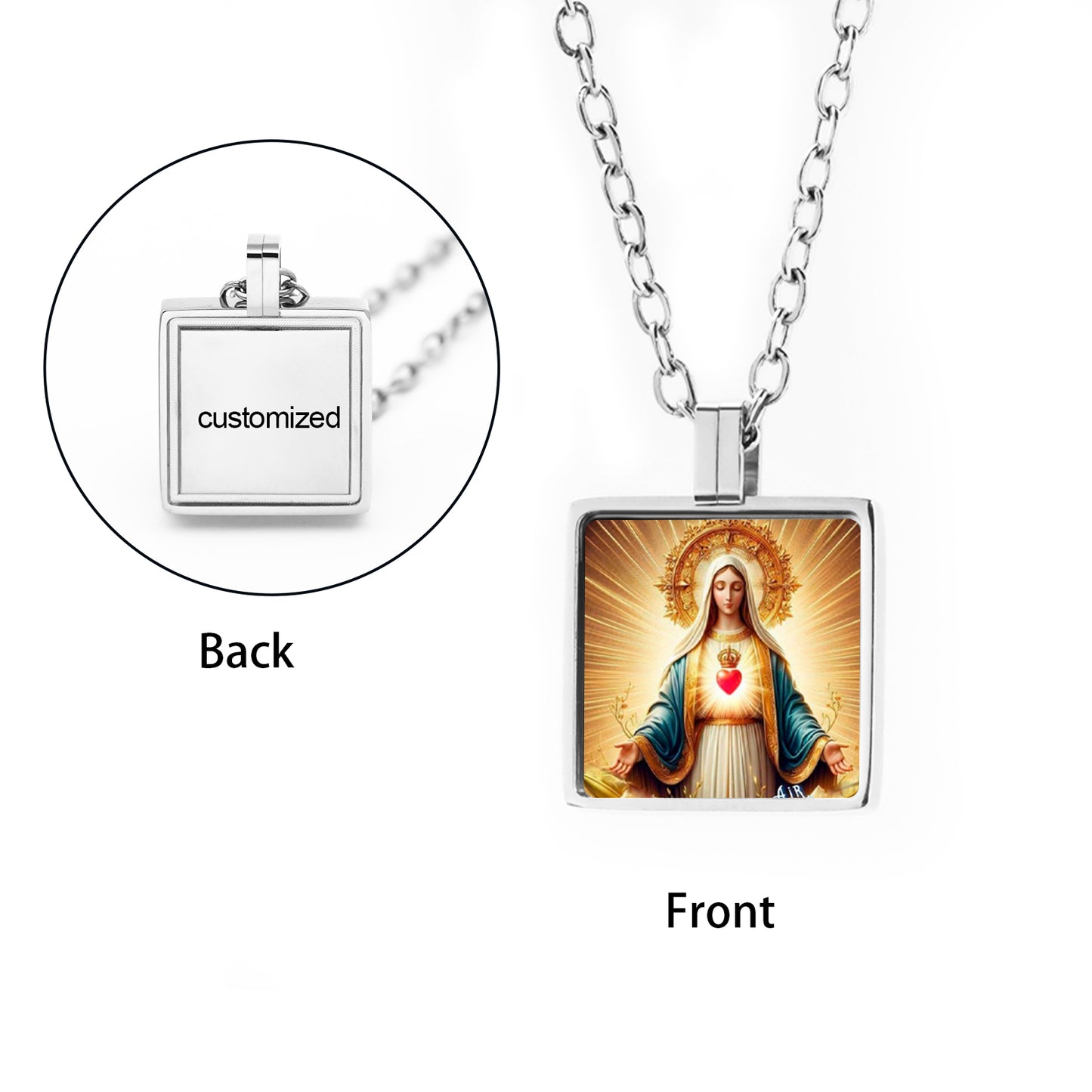 GIVELUCK Stainless steel mini square 12 * 12mm rigid color pendant (customized with chain)