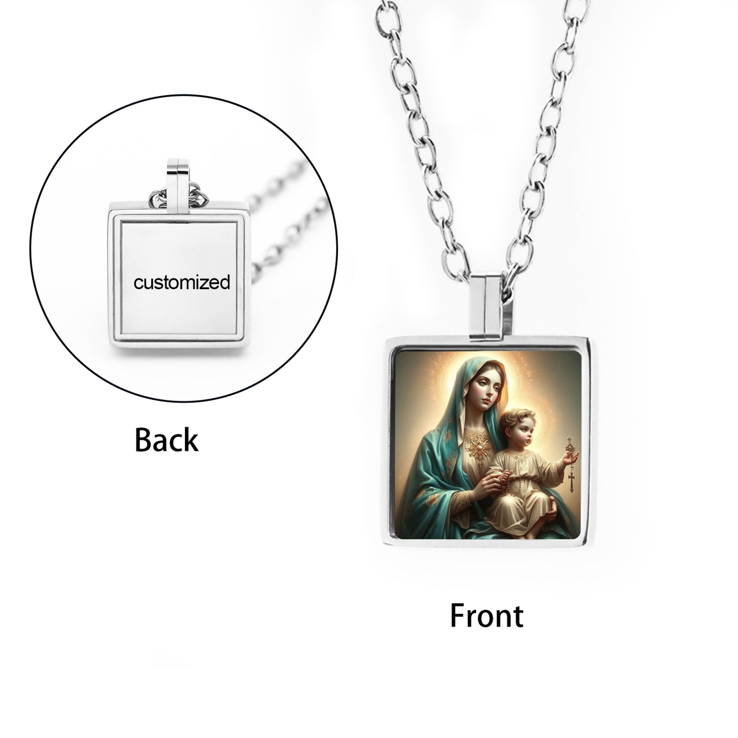 GIVELUCK Stainless steel mini square 12 * 12mm rigid color pendant (customized with chain)