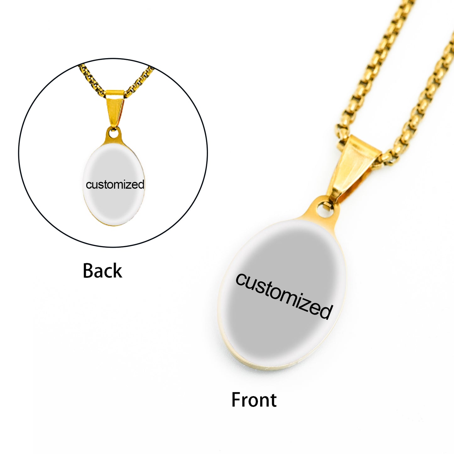 GIVELUCK stainless steel plate painted oval gold 2.0cm * 1.5cm - customized