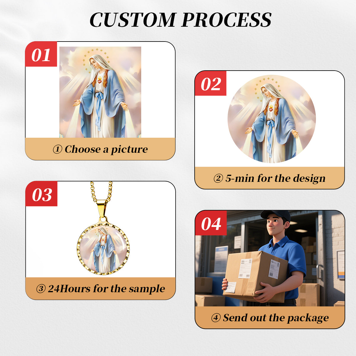 GIVELUCK Stainless steel dazzling round oval pendant - pattern customization