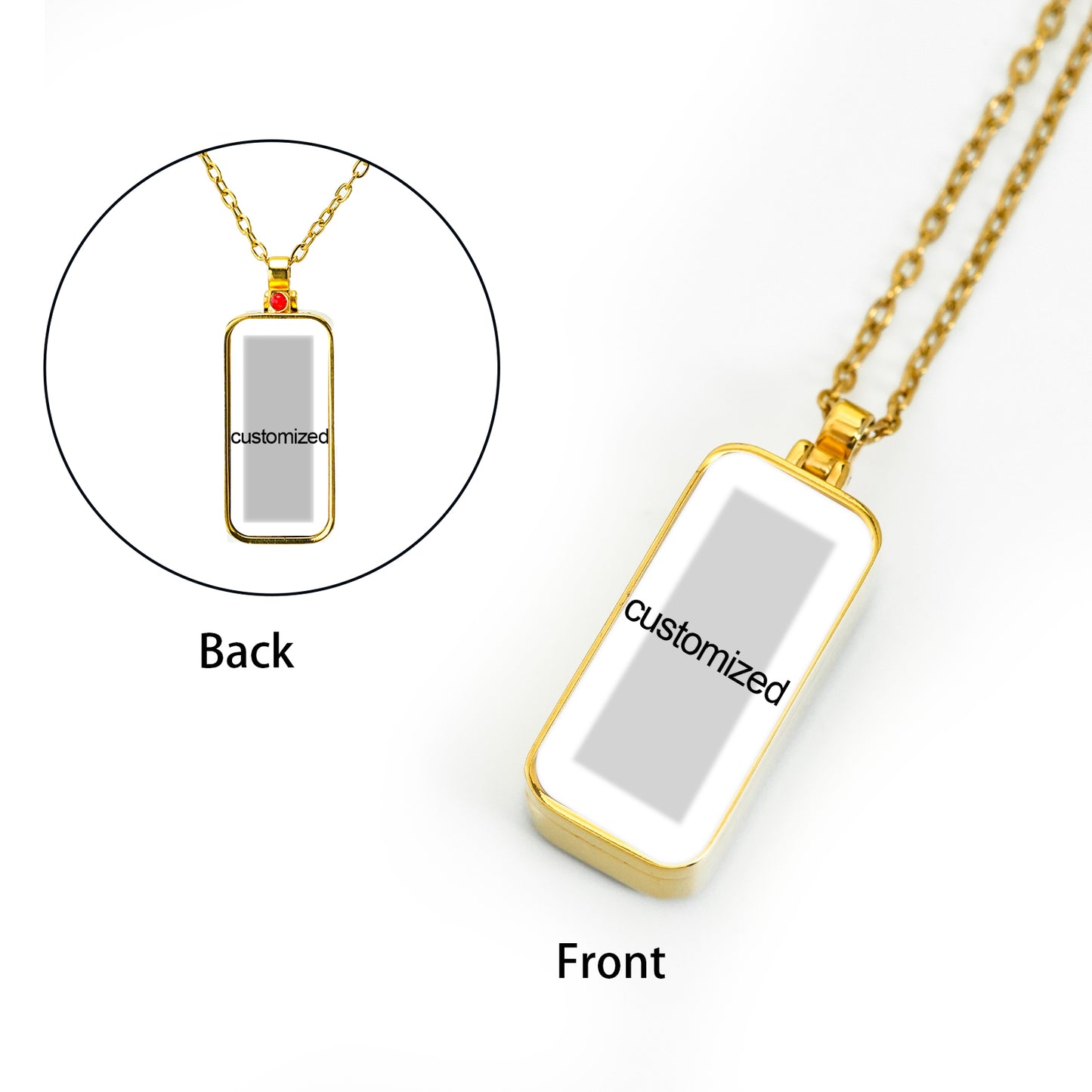 GIVELUCK Stainless steel Linglong Gawu box rectangular gold - customized (including chain)