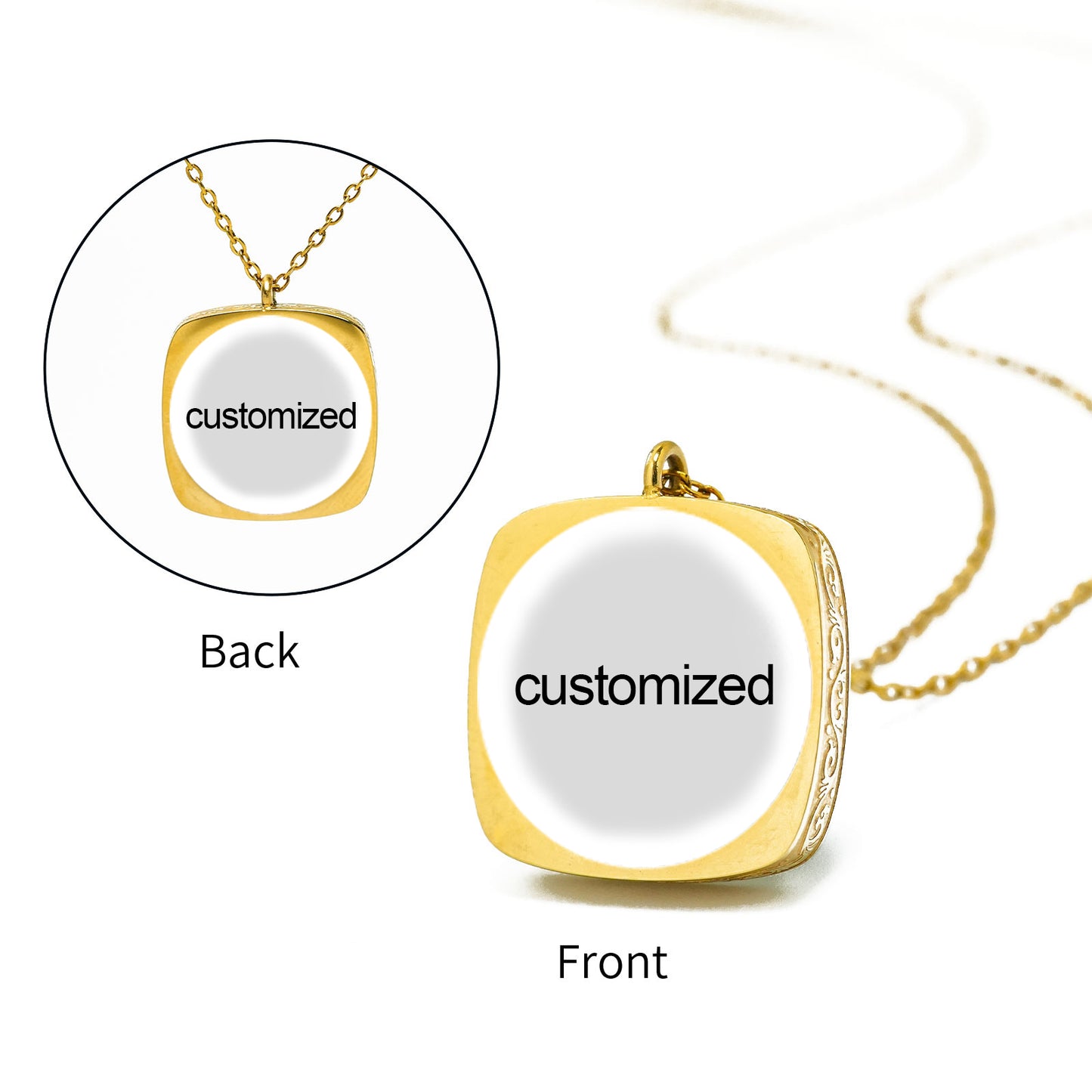 GIVELUCK Stainless Steel Anxin Roll Grass Pattern Gold Pendant - Customized