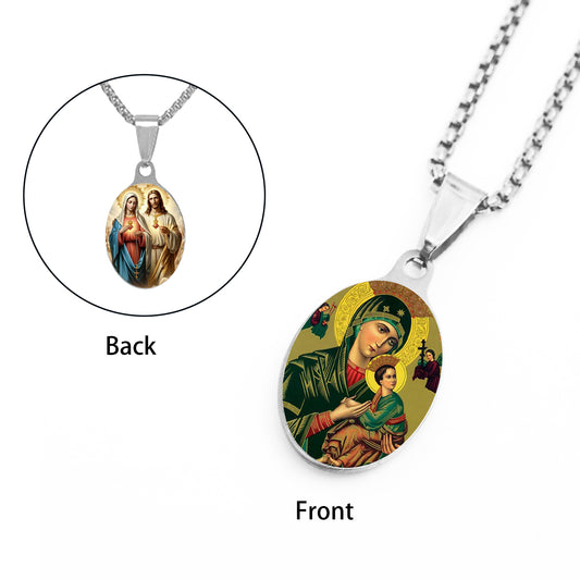 GIVE LUCK stainless steel plate painted oval 22 * 35 * 1.5mm steel color pendant - customized (including chain)