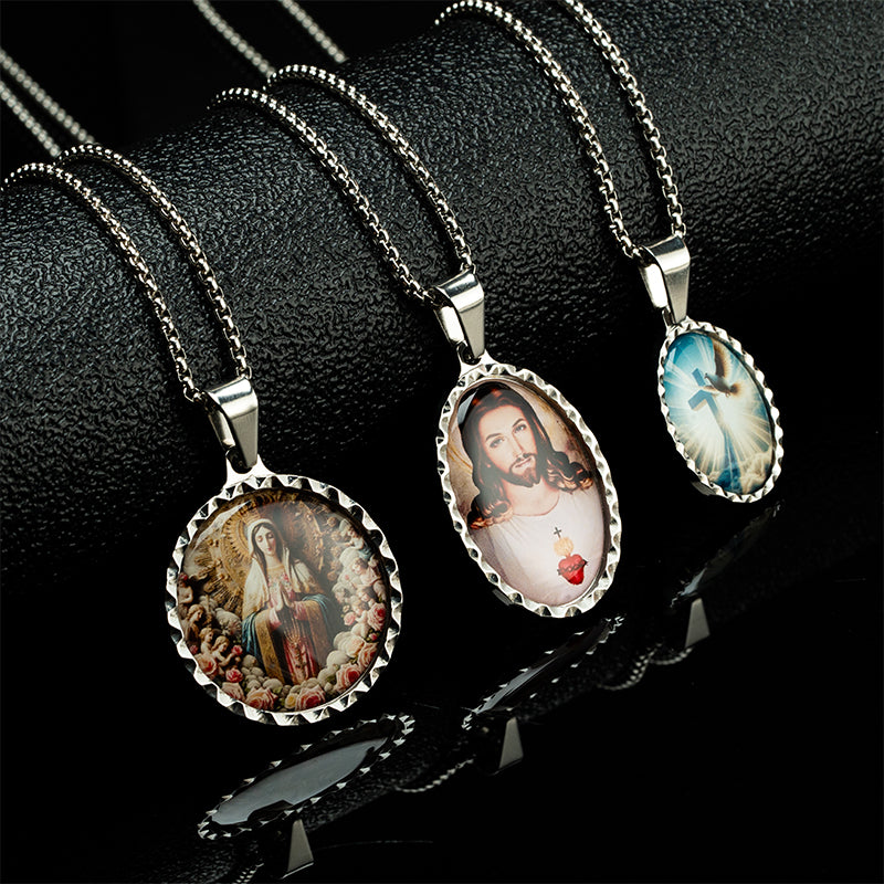 GIVELUCK Stainless steel dazzling round oval pendant - pattern customization