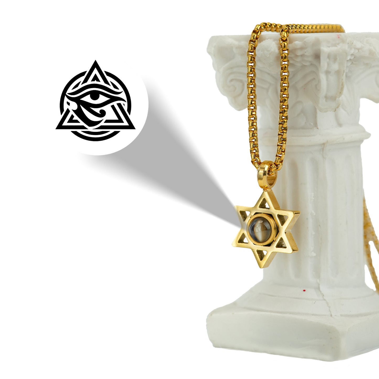 GIVELUCK Stainless steel projection hexagonal star gold - pattern customization