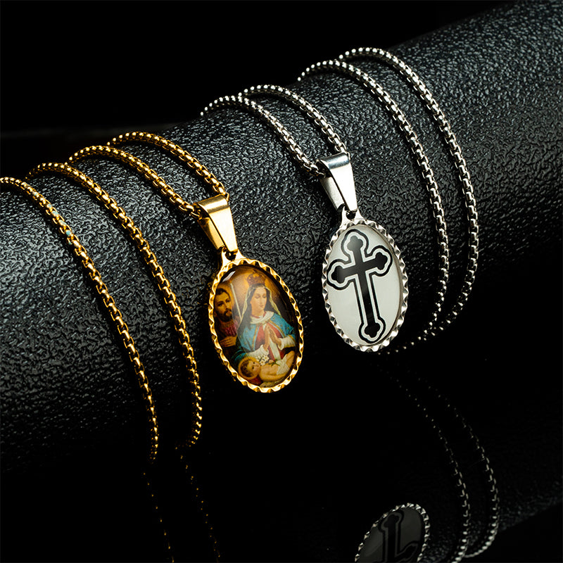 GIVELUCK Stainless steel dazzling round oval pendant - pattern customization