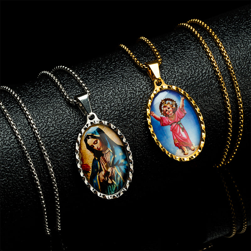 GIVELUCK Stainless steel dazzling round oval pendant - pattern customization