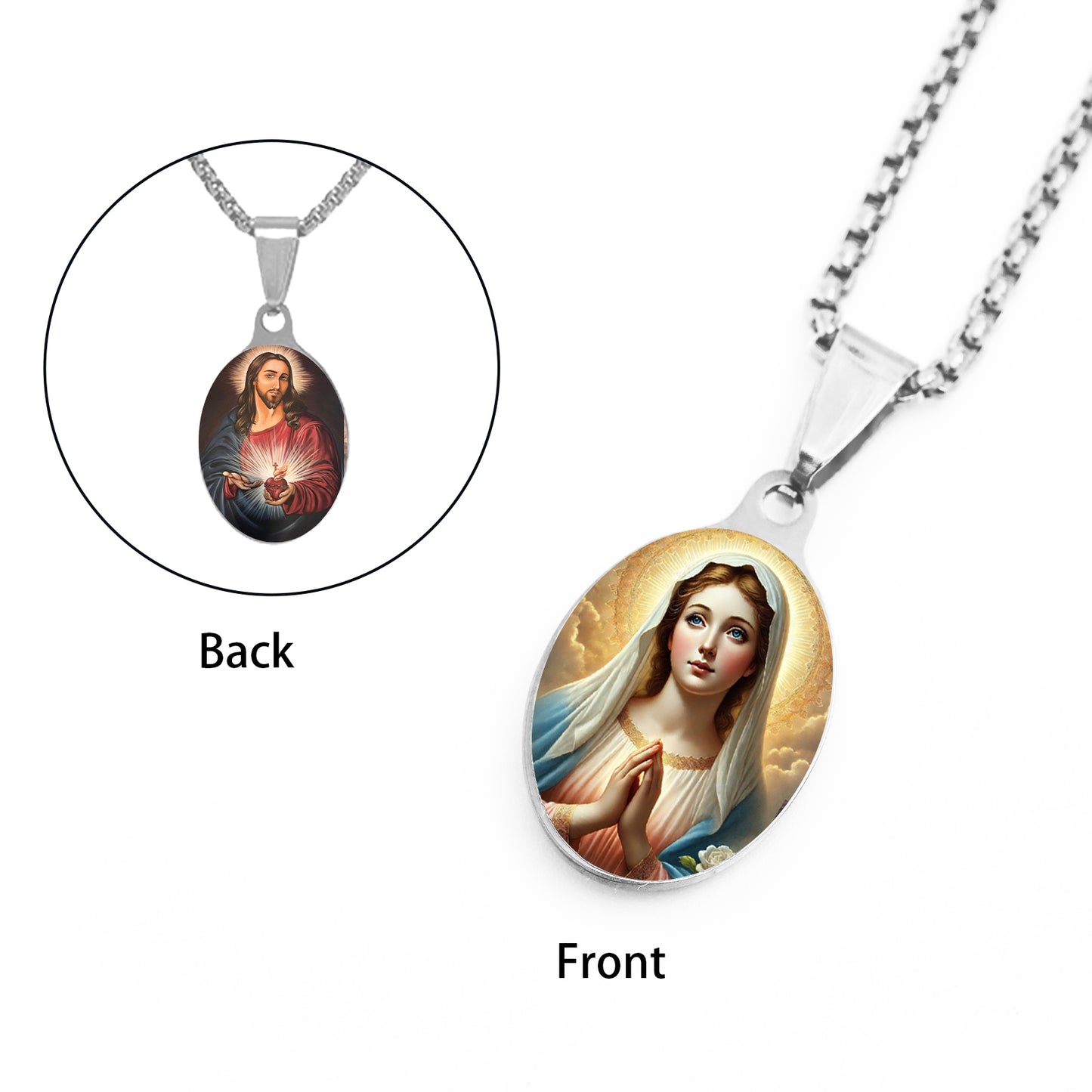 GIVE LUCK stainless steel plate painted oval 22 * 35 * 1.5mm steel color pendant - customized (including chain)