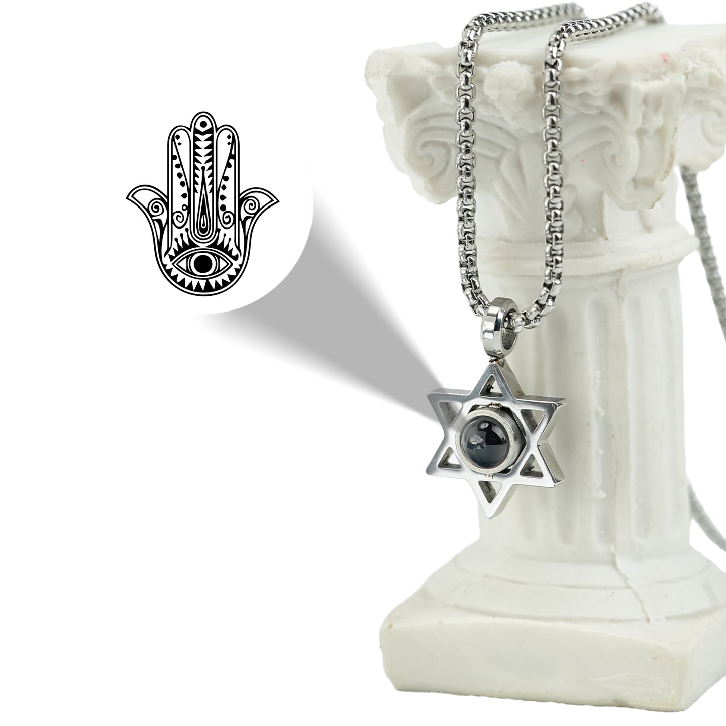 GIVELUCK Stainless steel projection hexagonal star silver - pattern customization