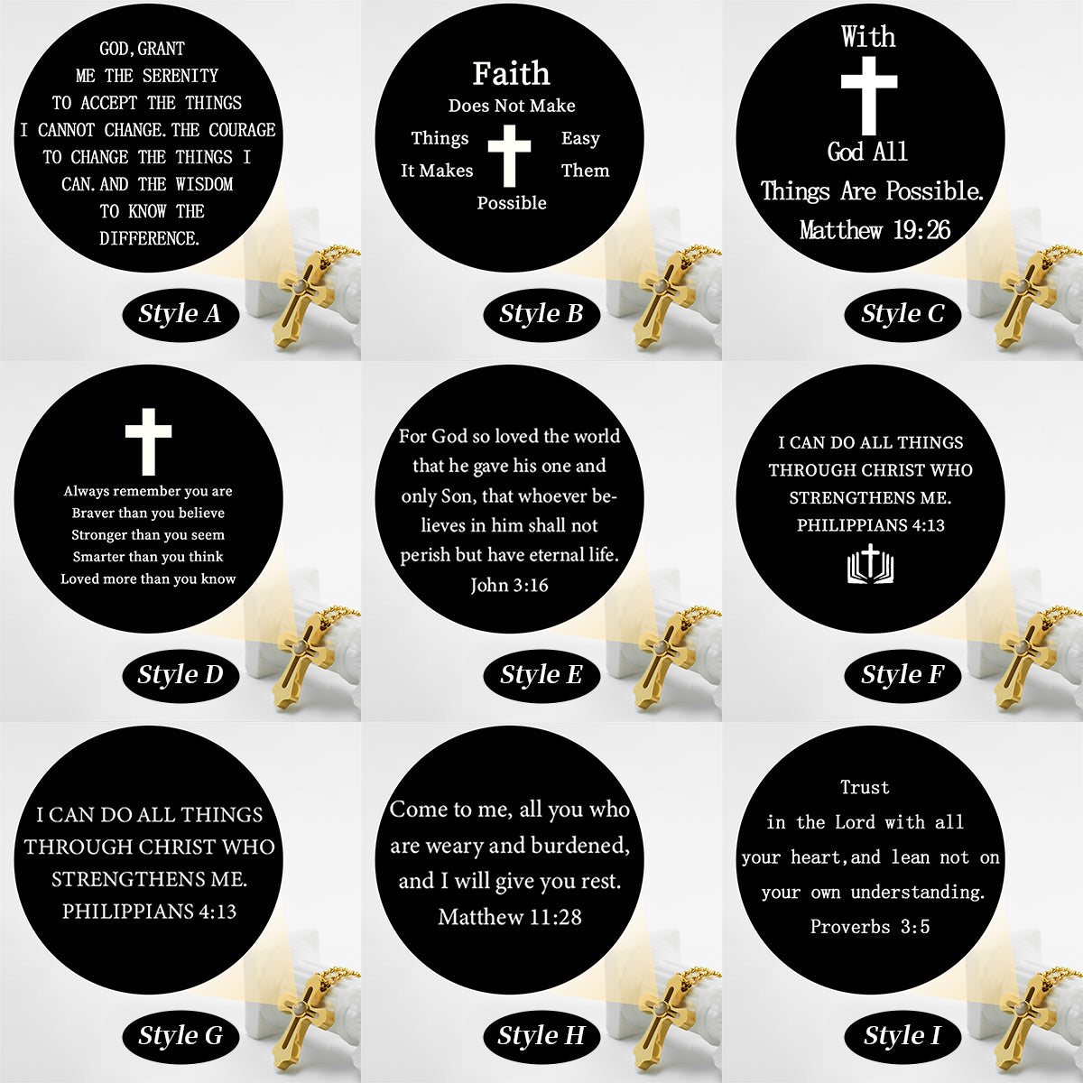 GIVELUCK Stainless Steel Projection Cross Gold - Projection Customization