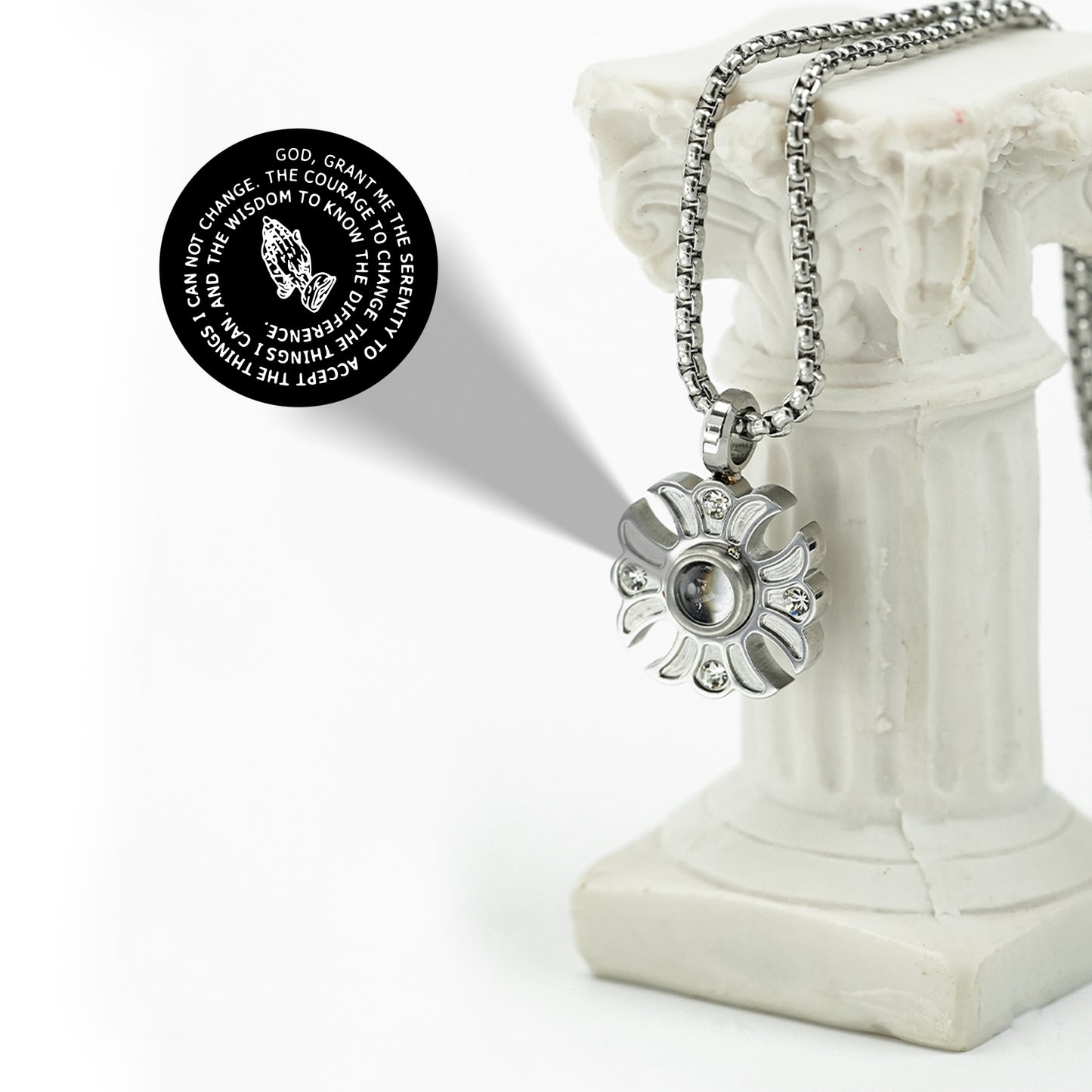 GIVELUCK Stainless steel projection sunflower silver - pattern customization