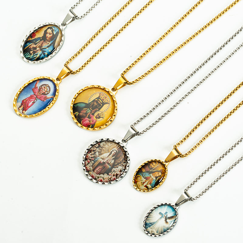 GIVELUCK Stainless steel dazzling round oval pendant - pattern customization