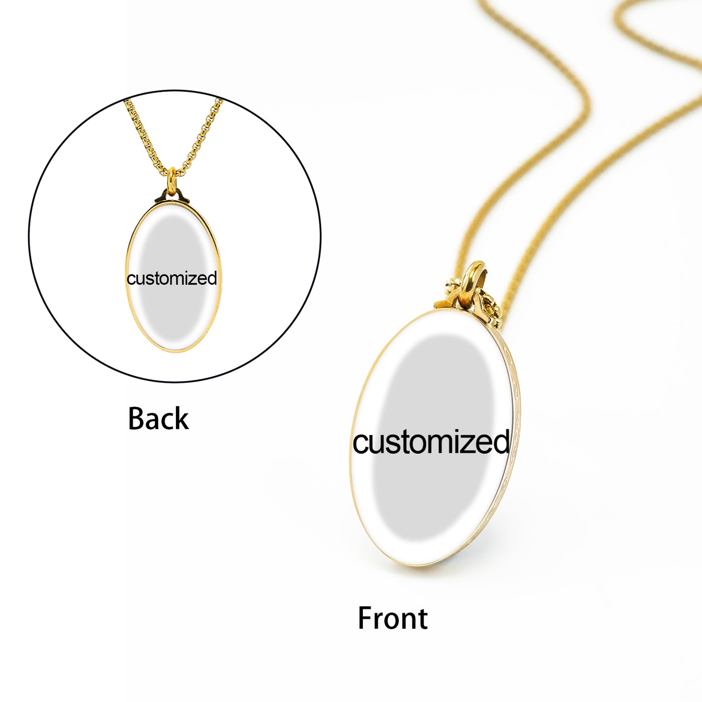 GIVELUCK Stainless Steel Cloud Pattern Elliptical Pendant - Customized