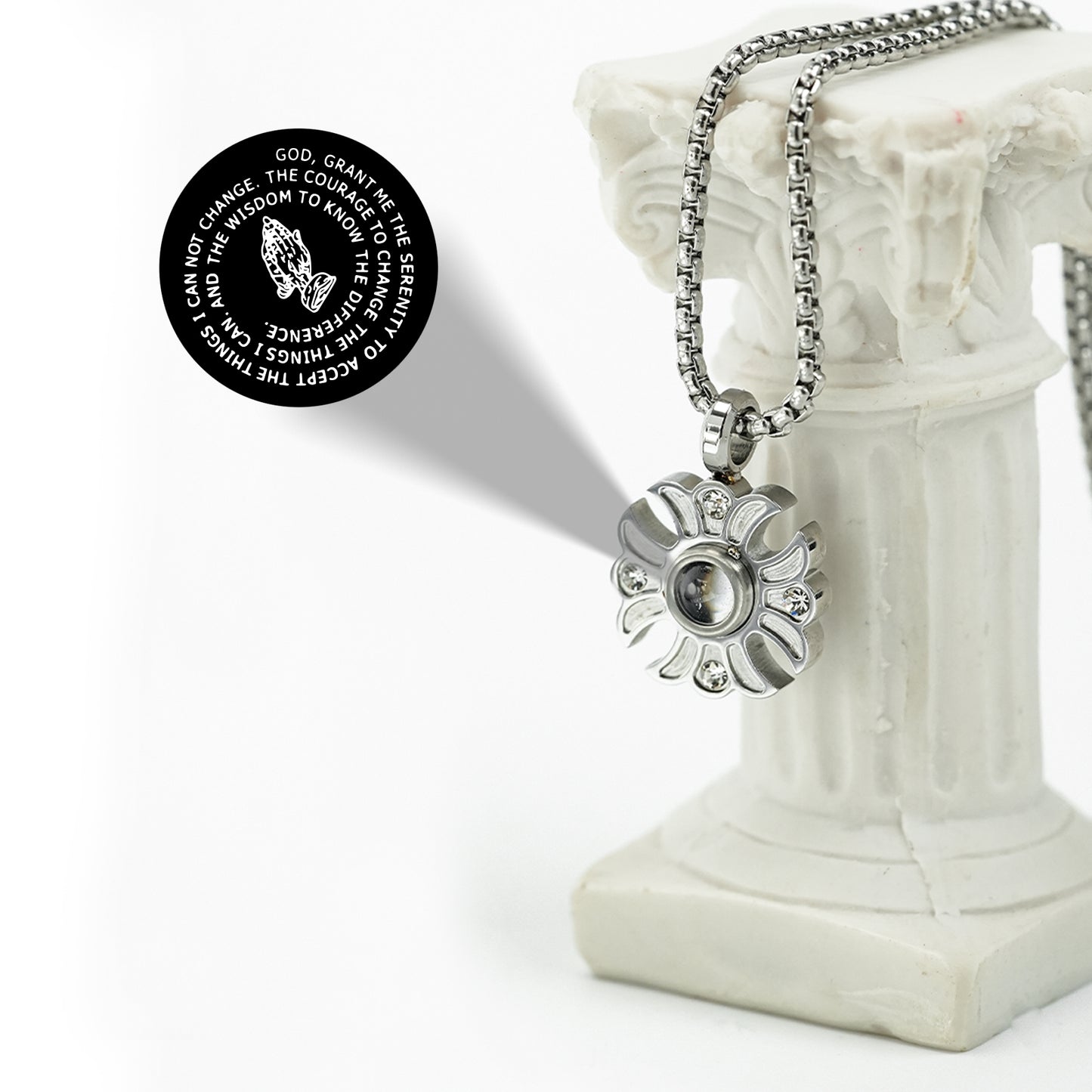 GIVELUCK Stainless steel projection sunflower silver - pattern customization
