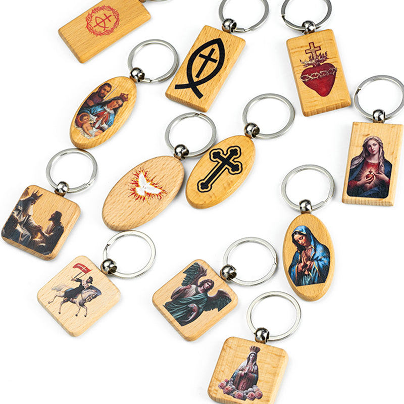 GIVELUCK Wooden multi-shaped keychain - pattern customization