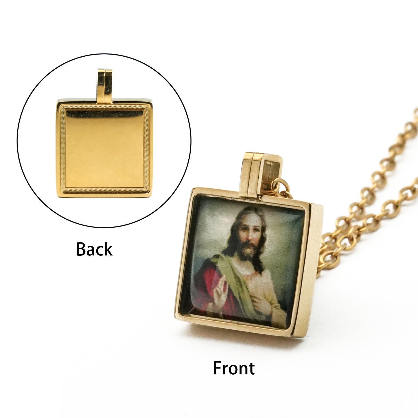 GIVELUCK Stainless steel mini square 12 * 12mm gold pendant (customized with chain)