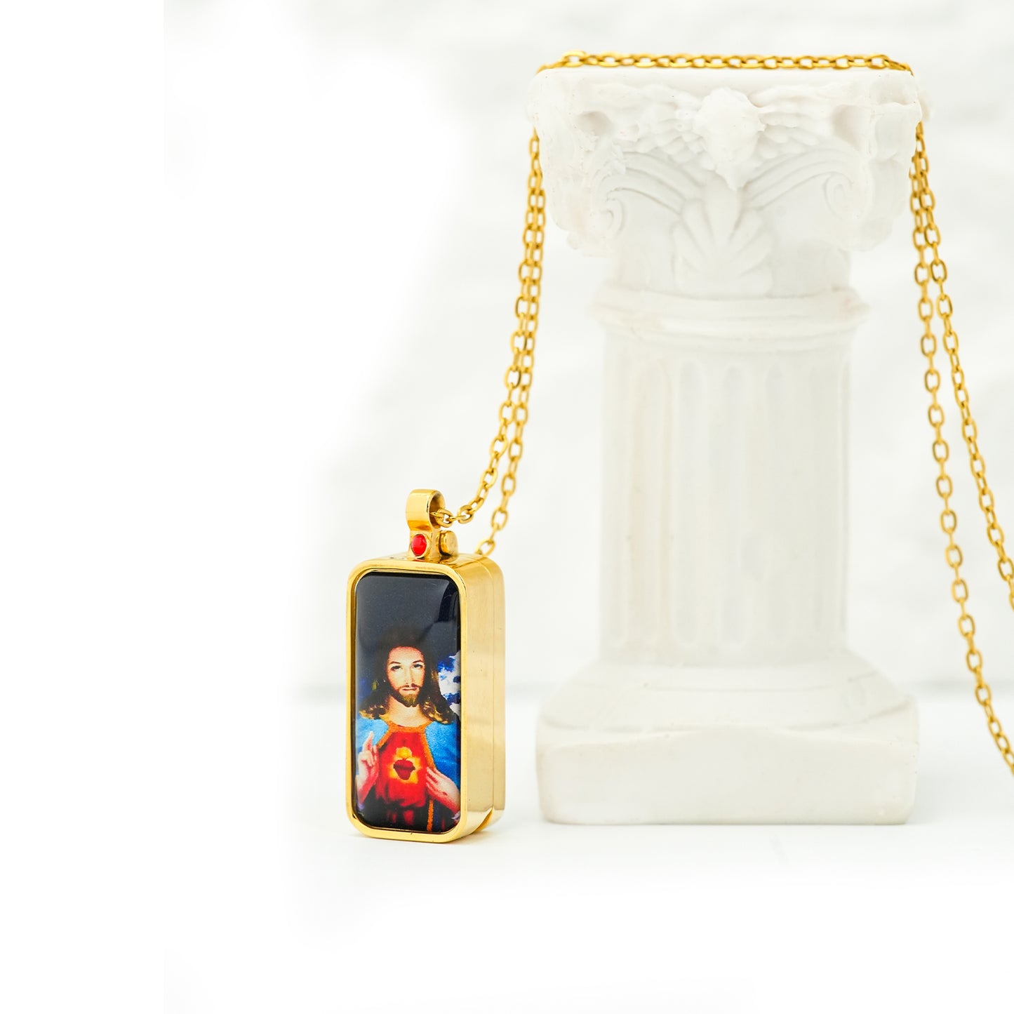 GIVELUCK Stainless steel Linglong Gawu box rectangular gold - customized (including chain)