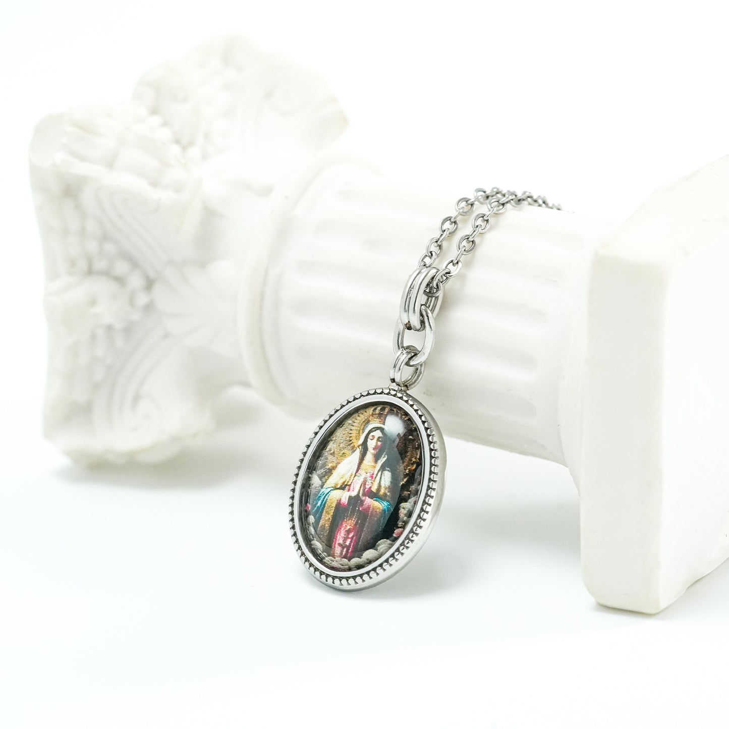 GIVELUCK Stainless steel front texture&back life tree oval steel pendant customization