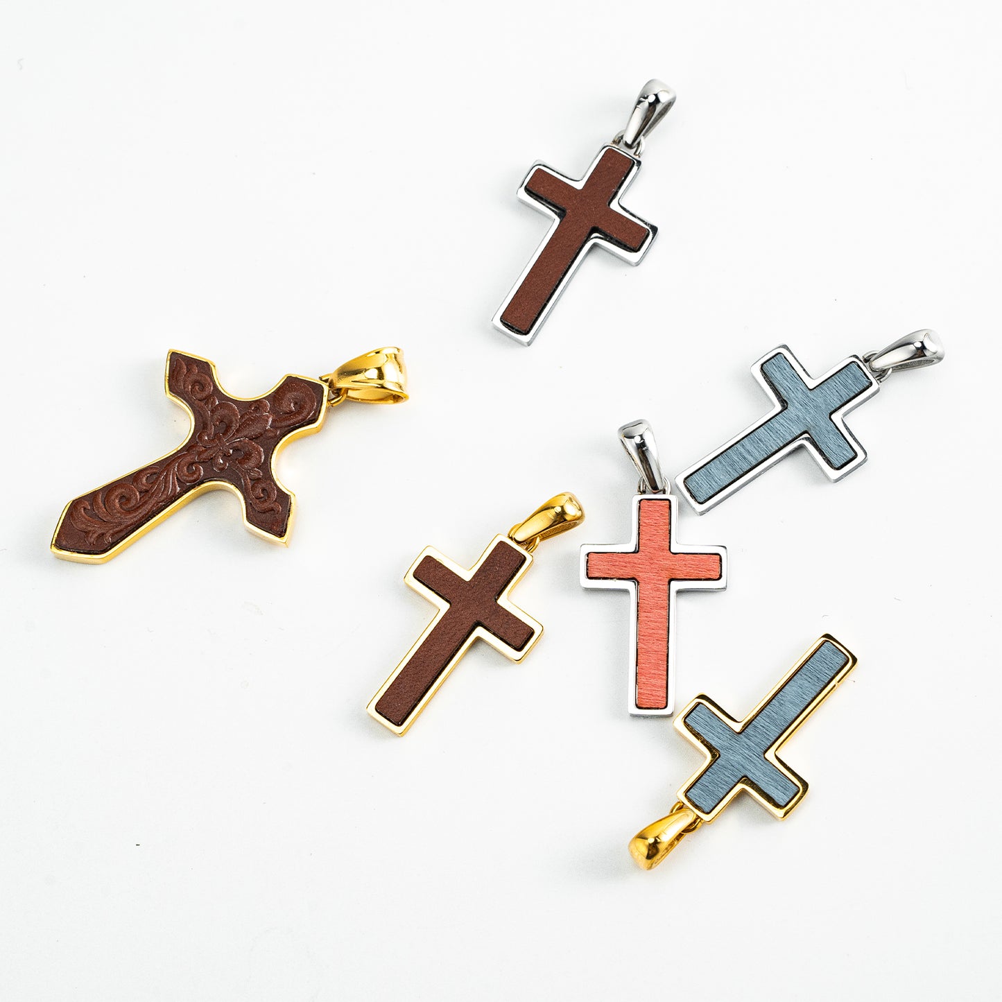 GIVELUCK Stainless steel wooden core cross
