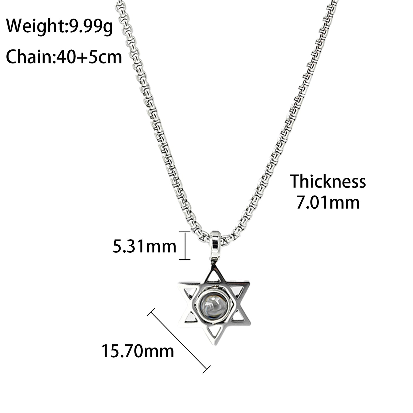 GIVELUCK Stainless steel projection hexagonal star silver - pattern customization