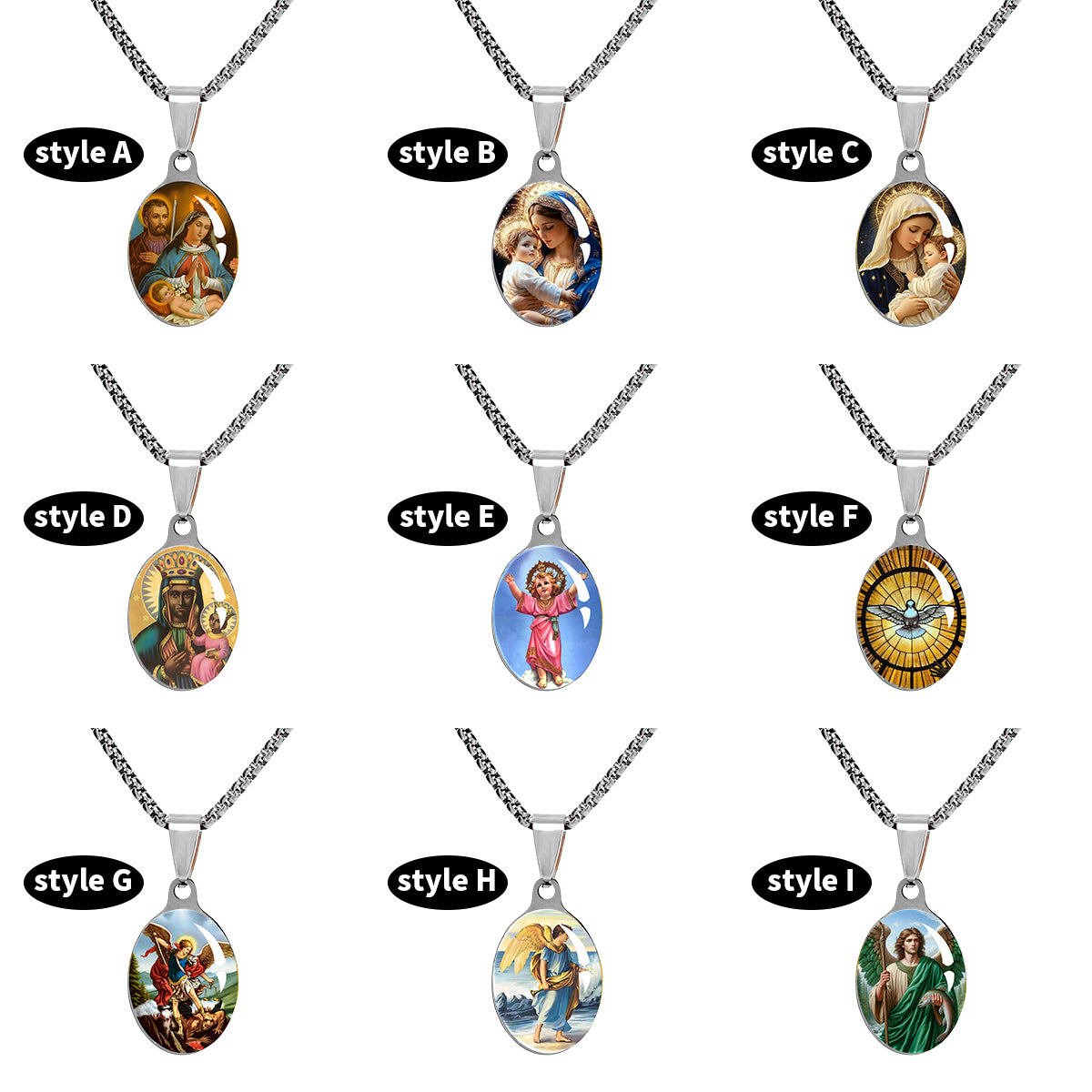 GIVE LUCK stainless steel plate painted oval 22 * 35 * 1.5mm steel color pendant - customized (including chain)