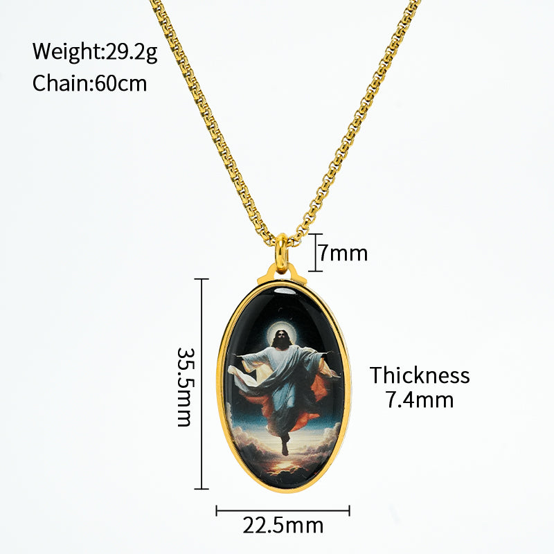 GIVELUCK Stainless Steel Cloud Pattern Elliptical Pendant - Customized