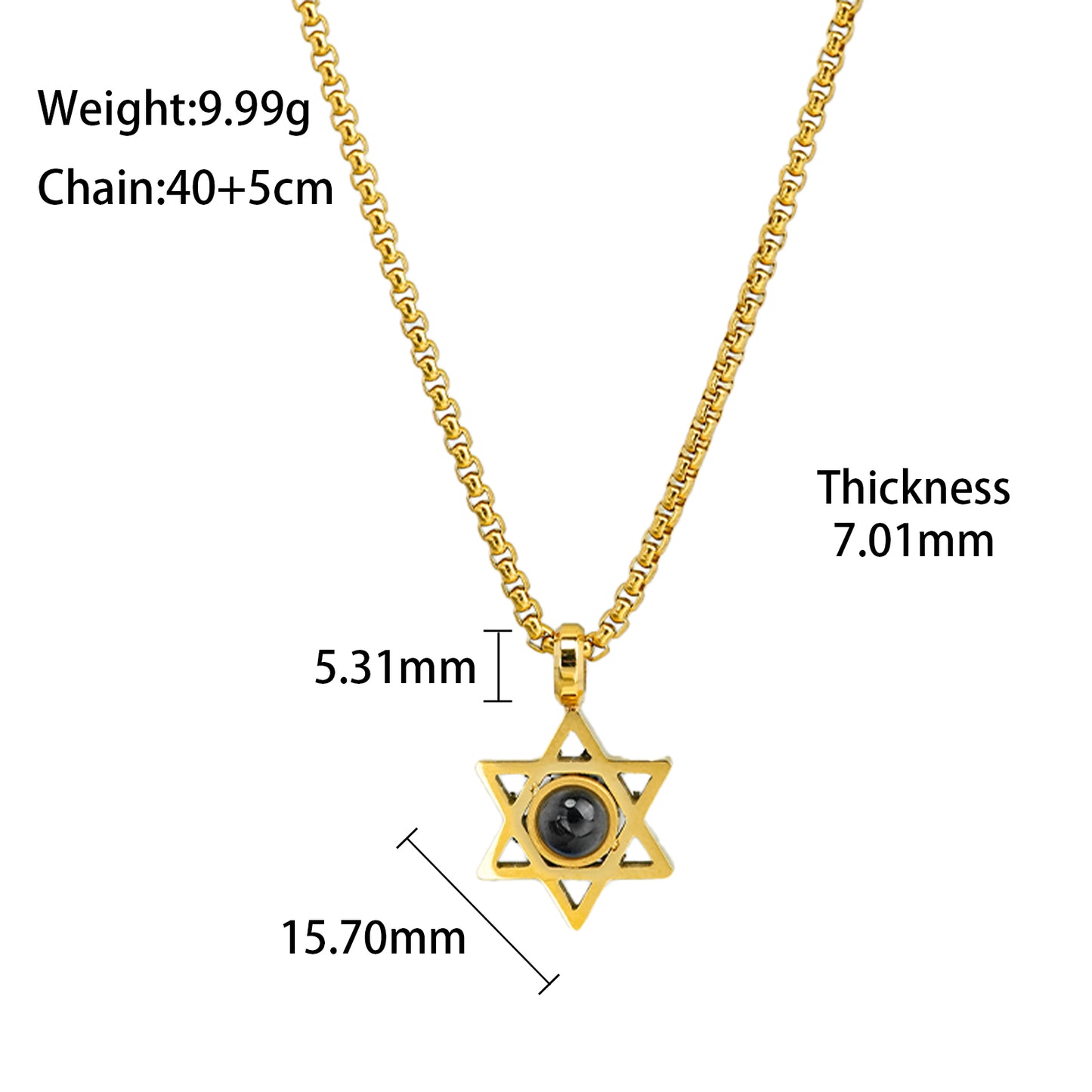 GIVELUCK Stainless steel projection hexagonal star gold - pattern customization