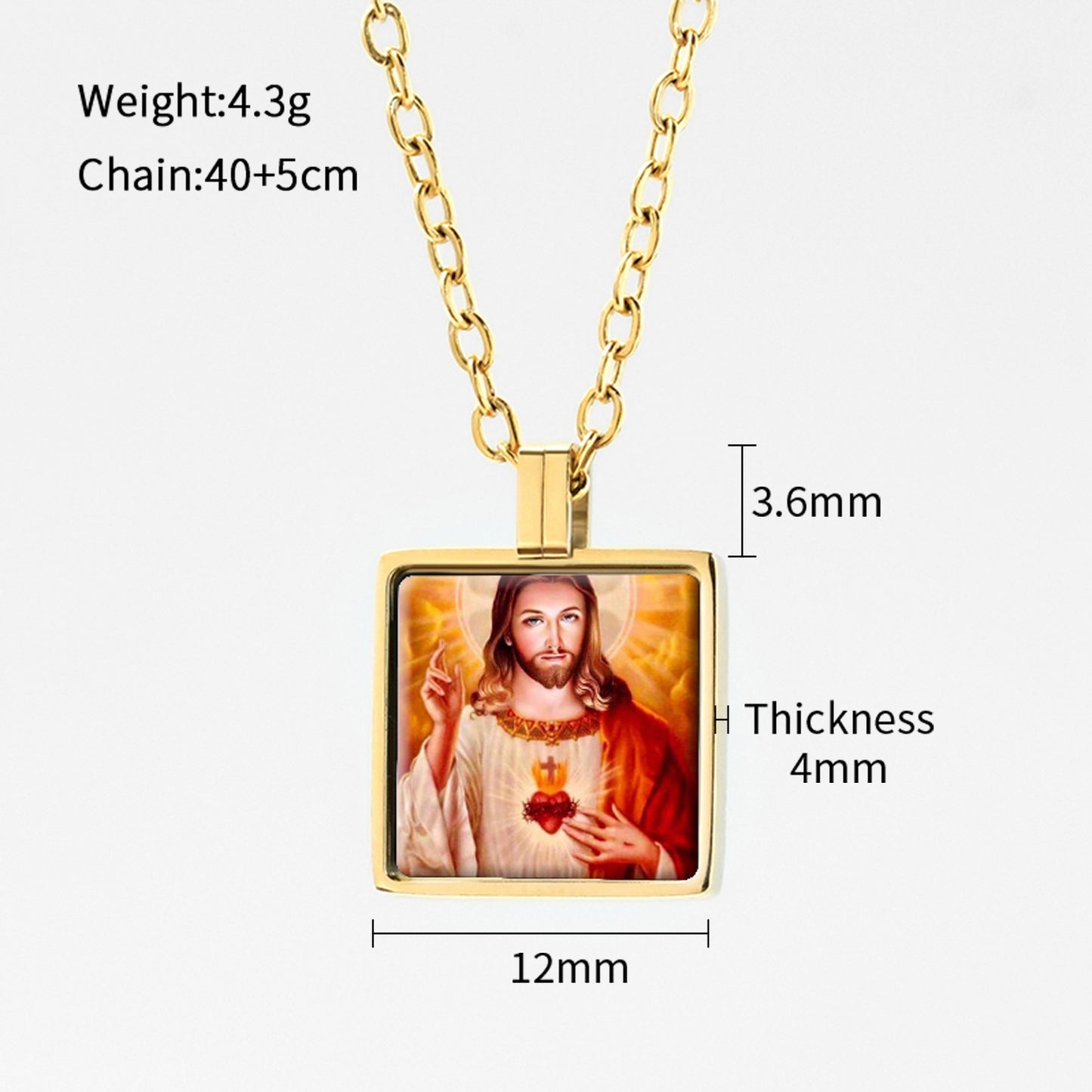 GIVELUCK Stainless steel mini square 12 * 12mm gold pendant (customized with chain)