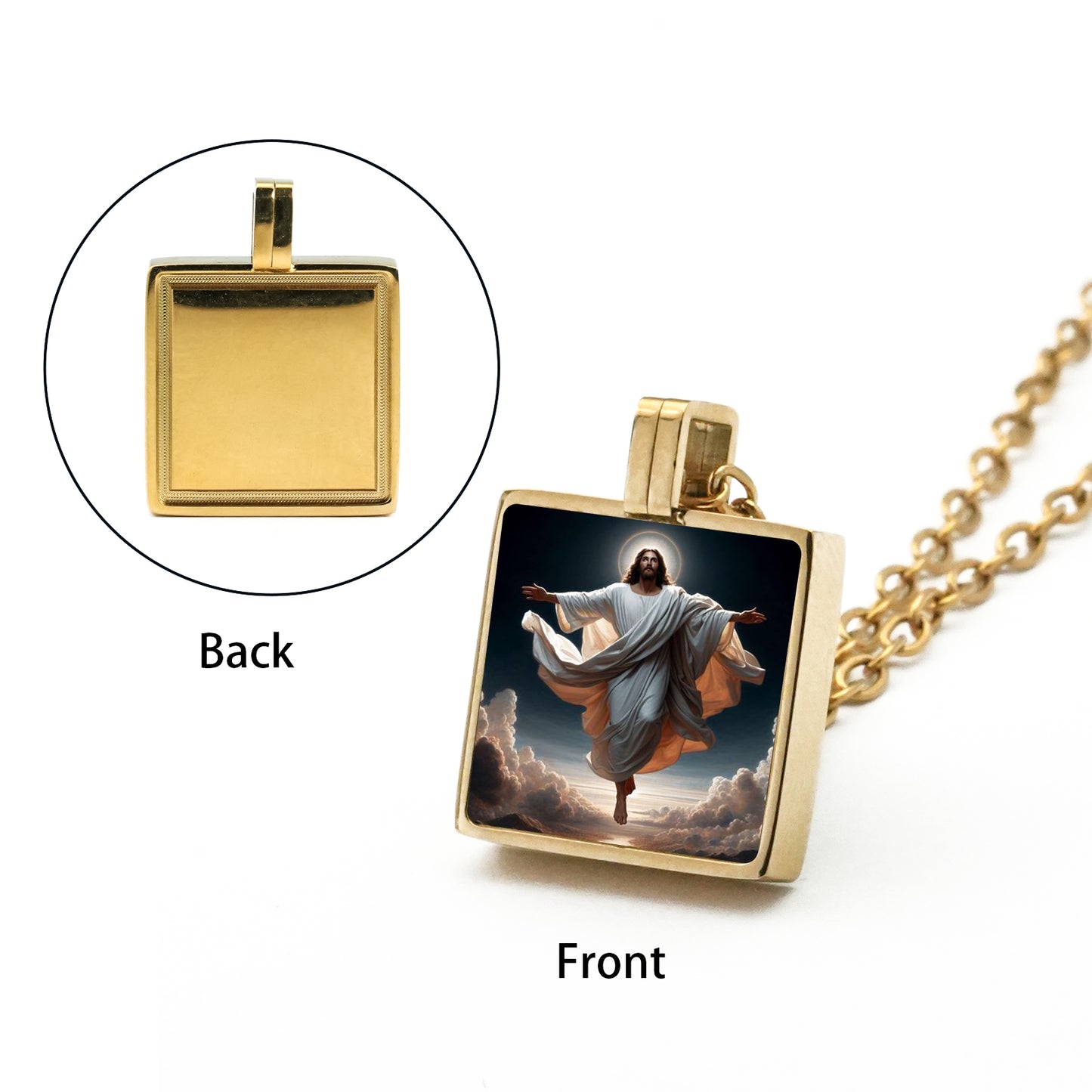 GIVELUCK Stainless steel mini square 12 * 12mm gold pendant (customized with chain)