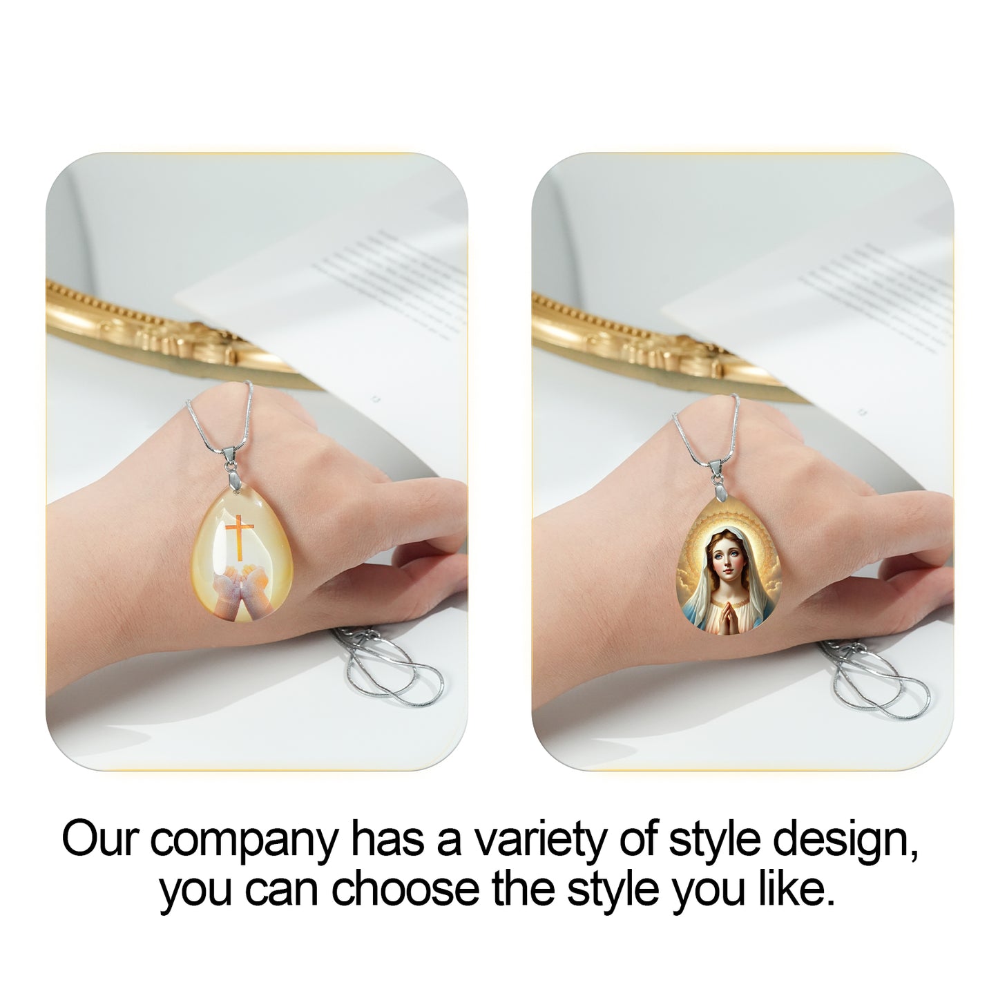 GIVELUCK Crystal Thangka Pendant Water Drop Shape - Customized