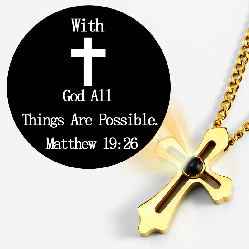 GIVELUCK Stainless Steel Projection Cross Gold - Projection Customization