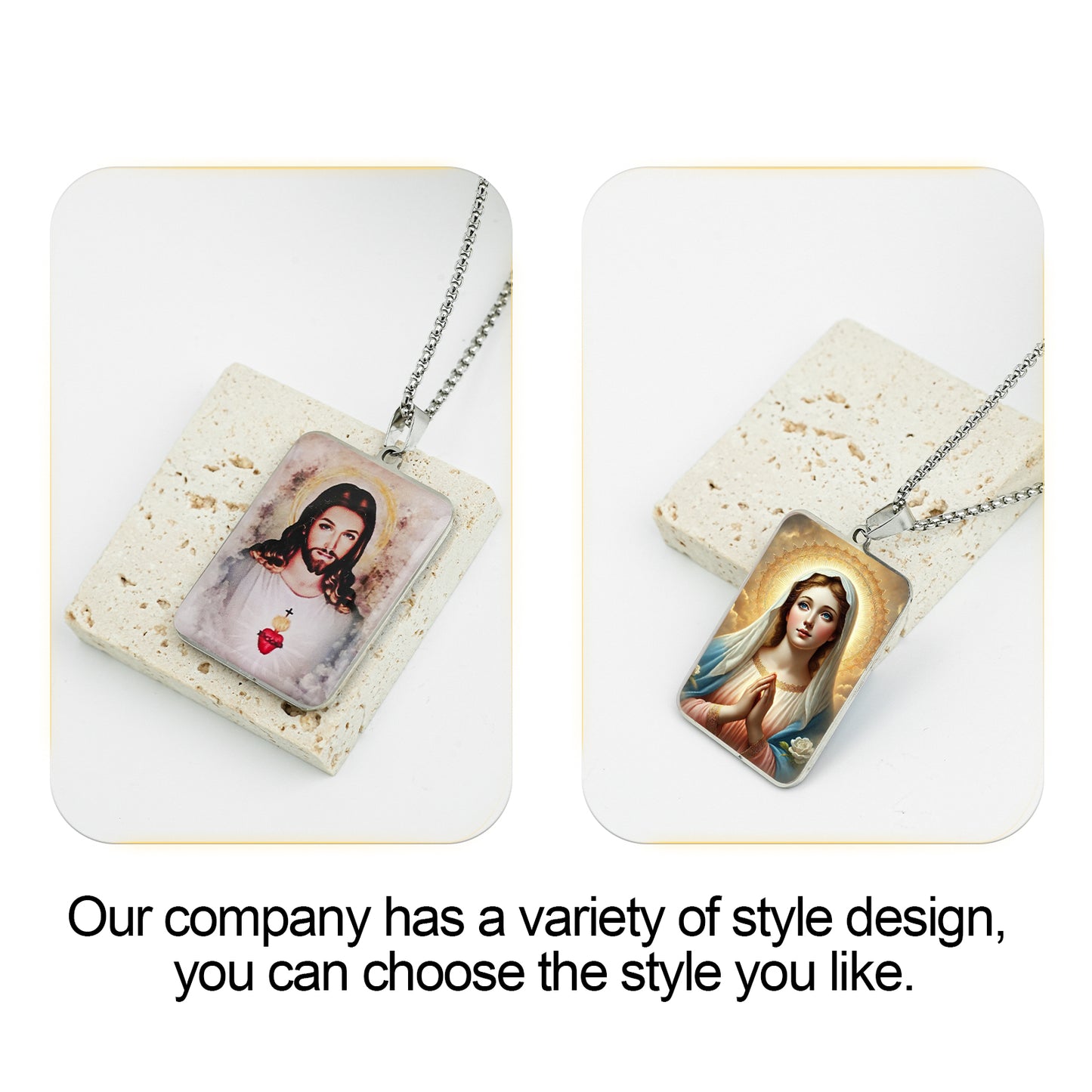 GIVE LUCK stainless steel brand painted pendant large rectangular 30 * 42 * 1.5mm silver - customized (including chain)