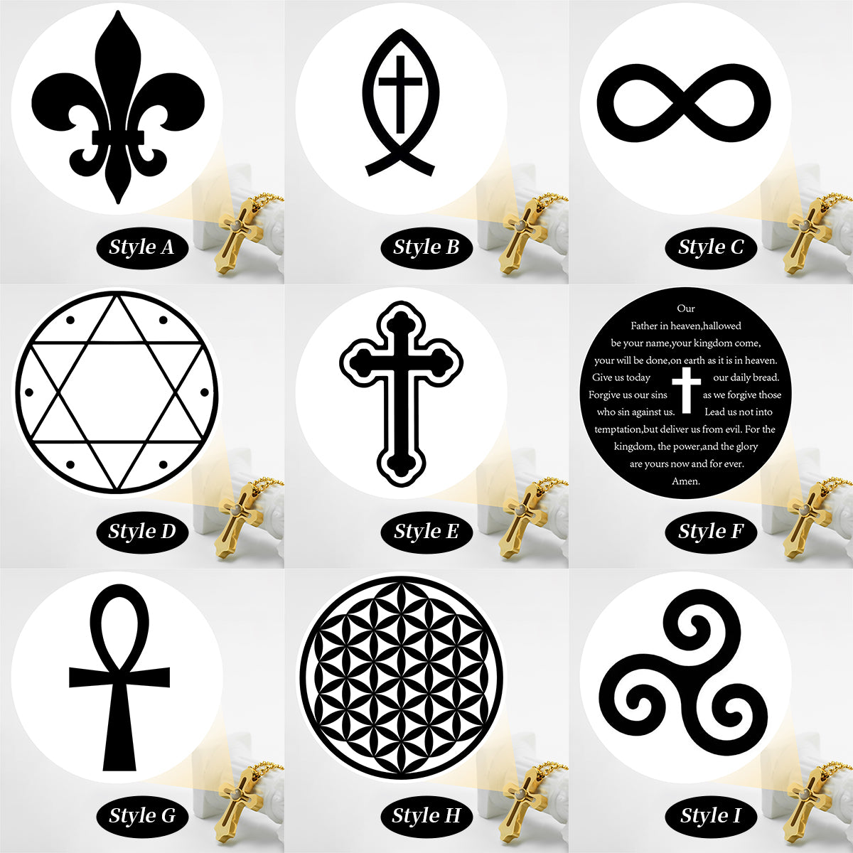 GIVELUCK Stainless Steel Projection Cross Gold - Projection Customization