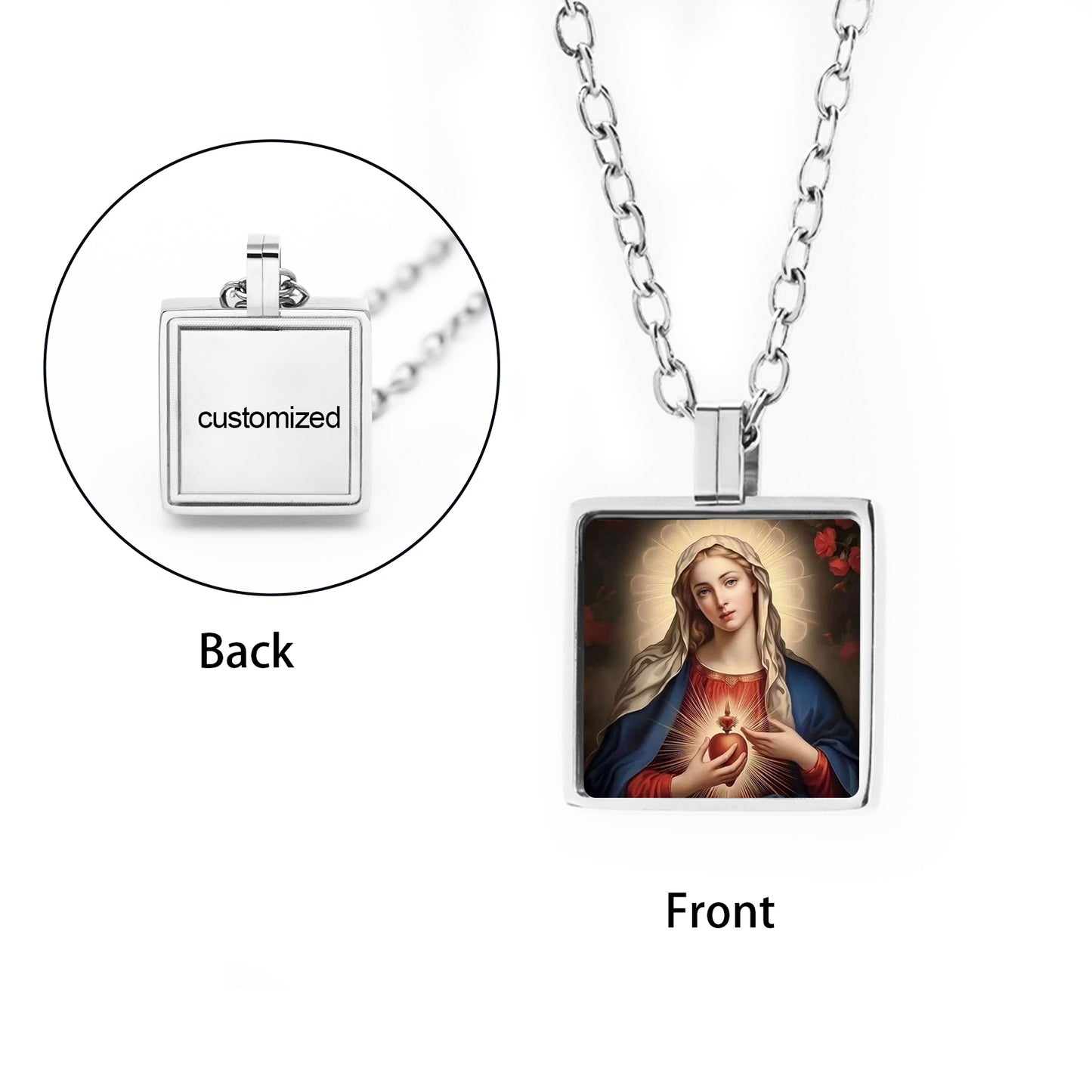 GIVELUCK Stainless steel mini square 12 * 12mm rigid color pendant (customized with chain)