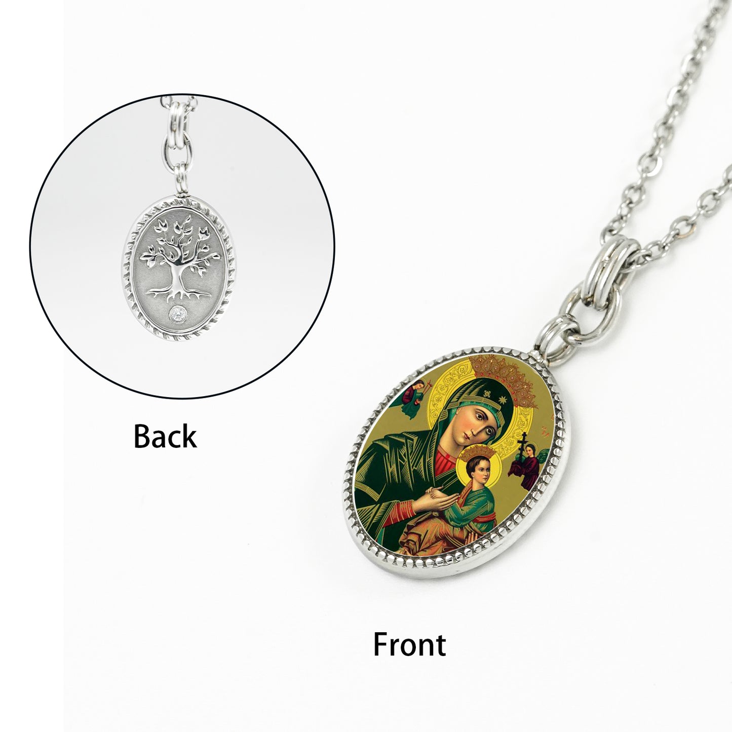 GIVELUCK Stainless steel front texture&back life tree oval steel pendant customization