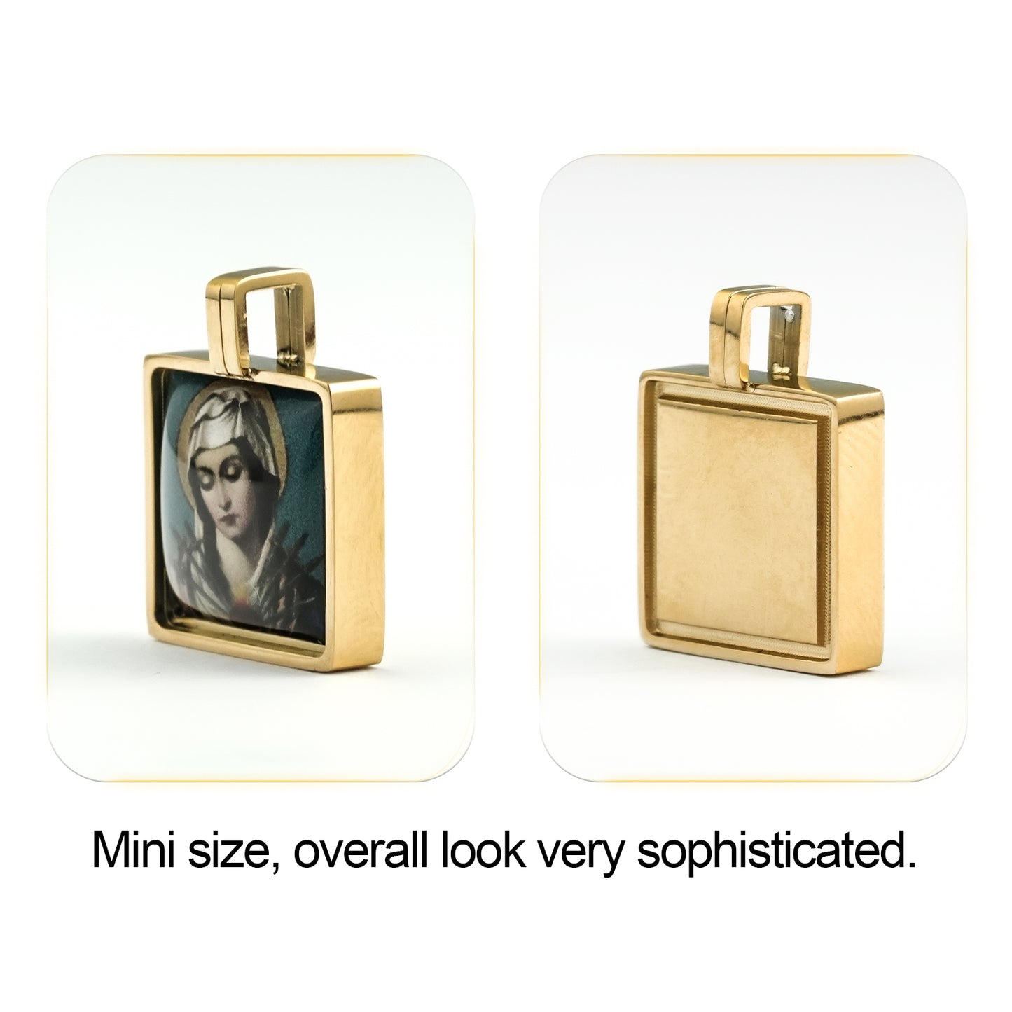 GIVELUCK Stainless steel mini square 12 * 12mm gold pendant (customized with chain)