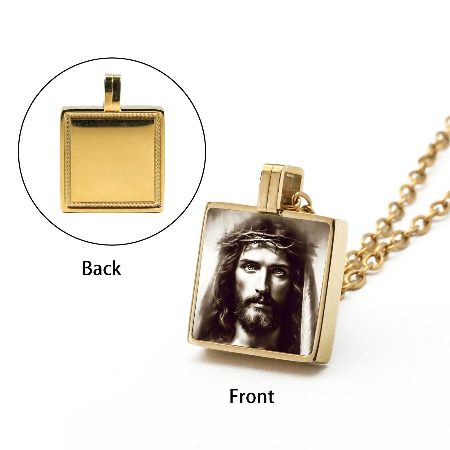 GIVELUCK Stainless steel mini square 12 * 12mm gold pendant (customized with chain)