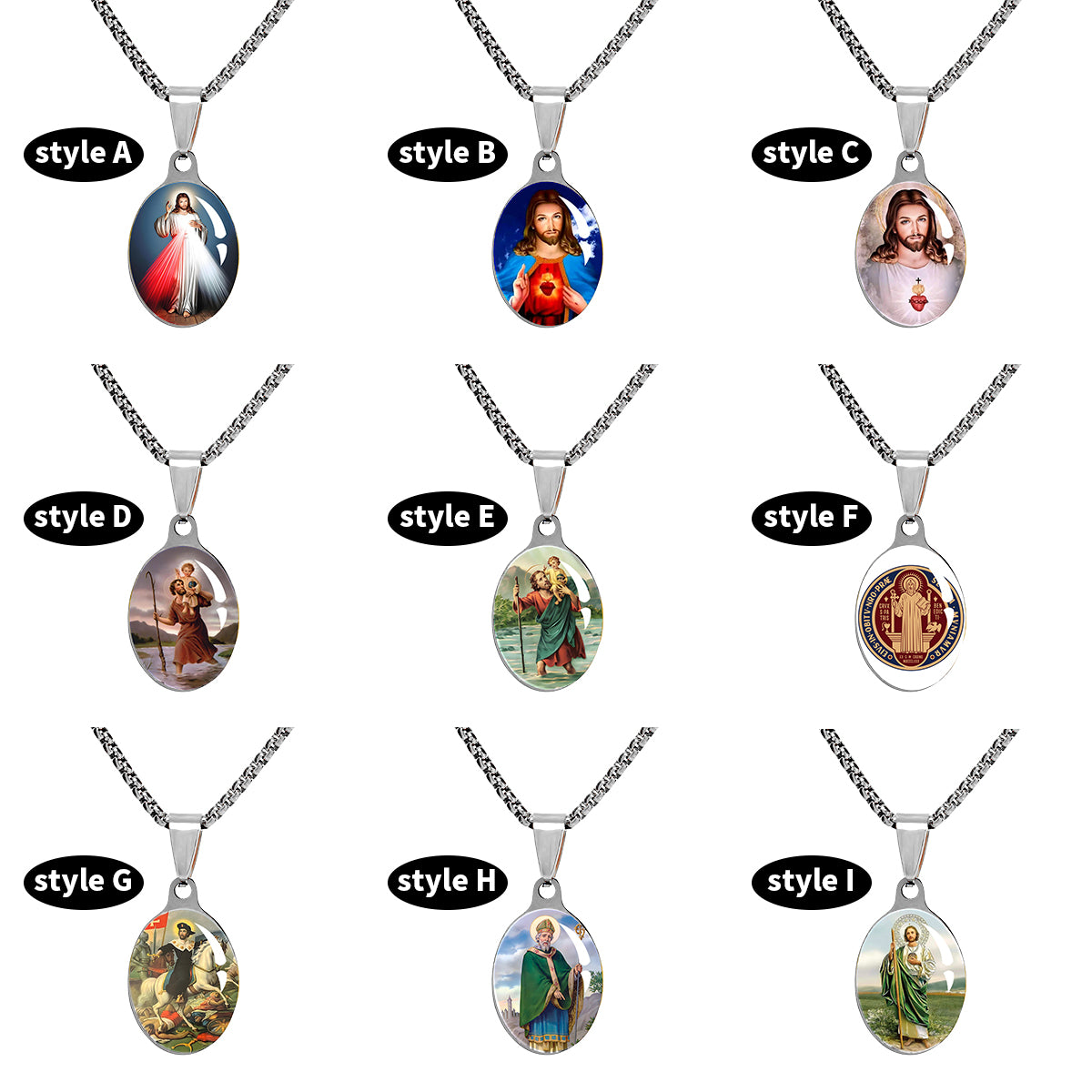 GIVE LUCK stainless steel plate painted oval 22 * 35 * 1.5mm steel color pendant - customized (including chain)