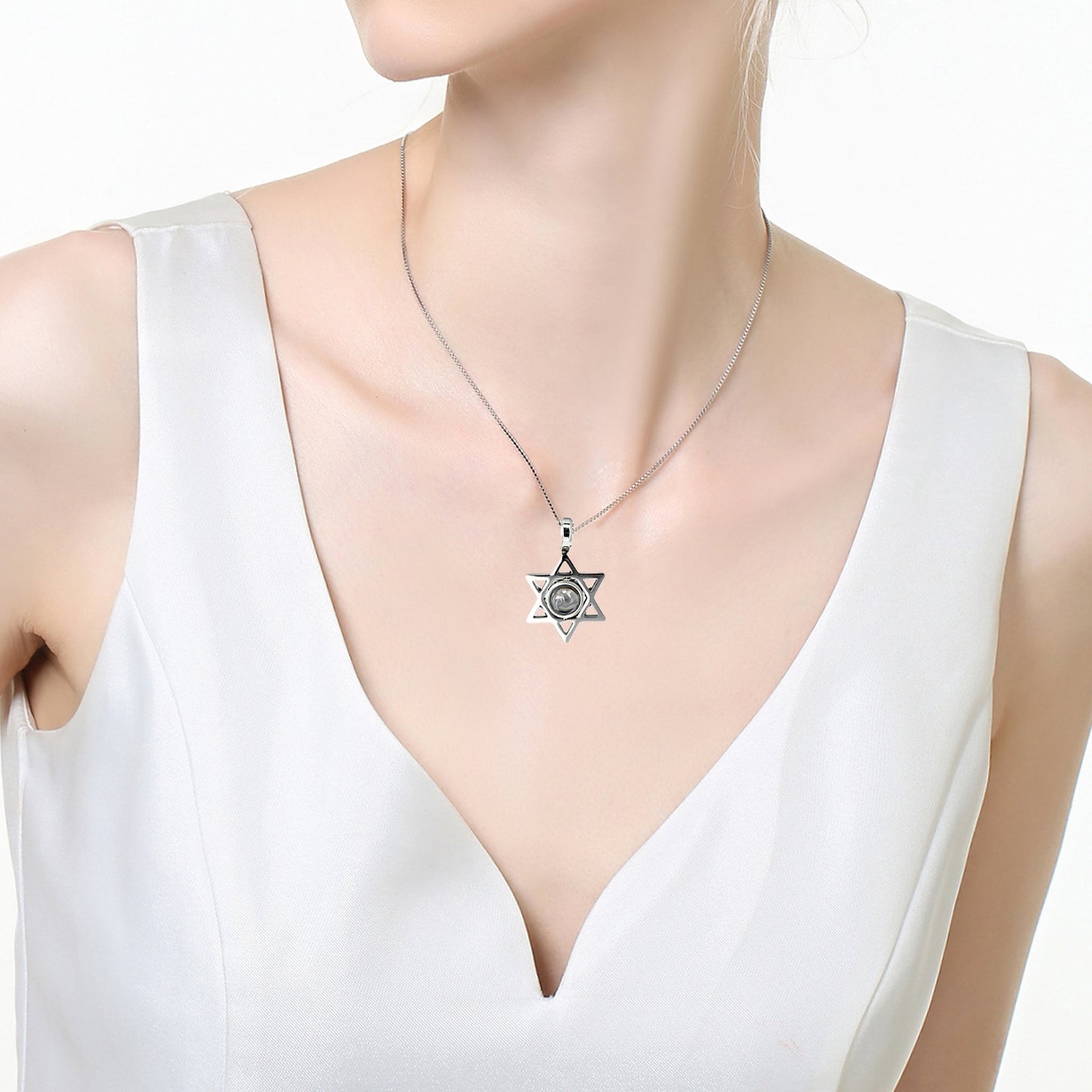 GIVELUCK Stainless steel projection hexagonal star silver - pattern customization