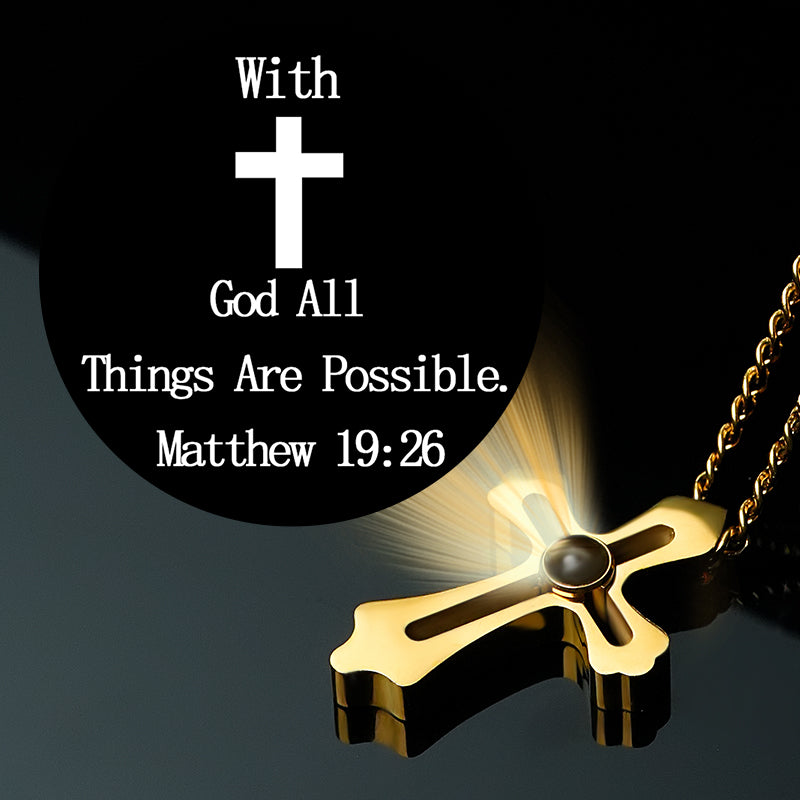 GIVELUCK Stainless Steel Projection Cross Gold - Projection Customization