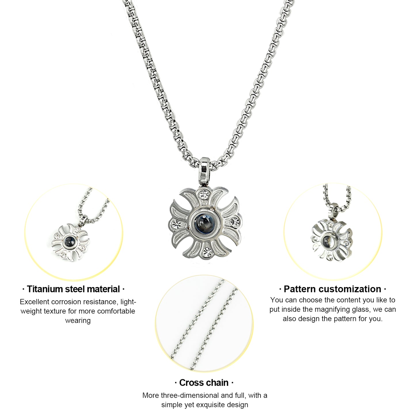 GIVELUCK Stainless steel projection sunflower silver - pattern customization