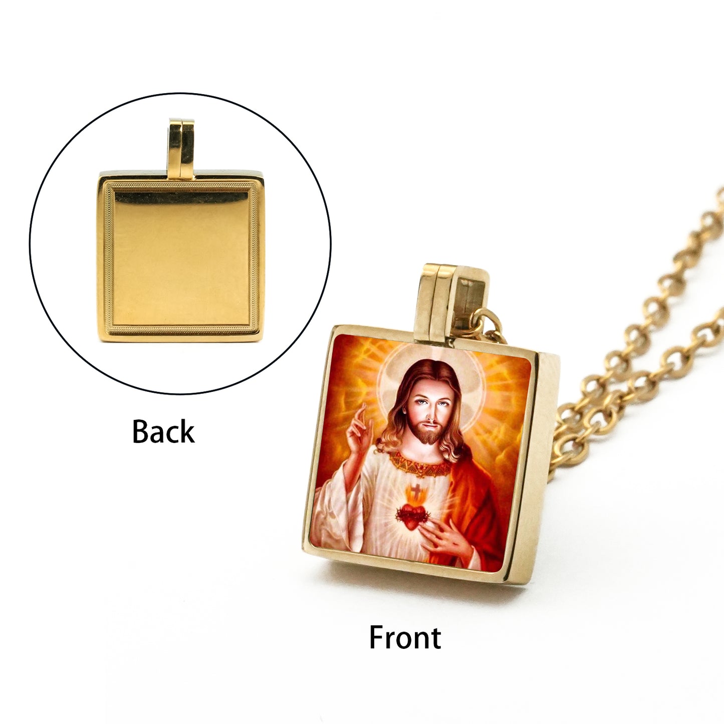 GIVELUCK Stainless steel mini square 12 * 12mm gold pendant (customized with chain)