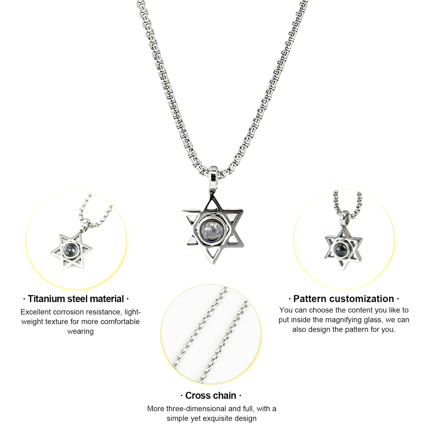GIVELUCK Stainless steel projection hexagonal star gold - pattern customization